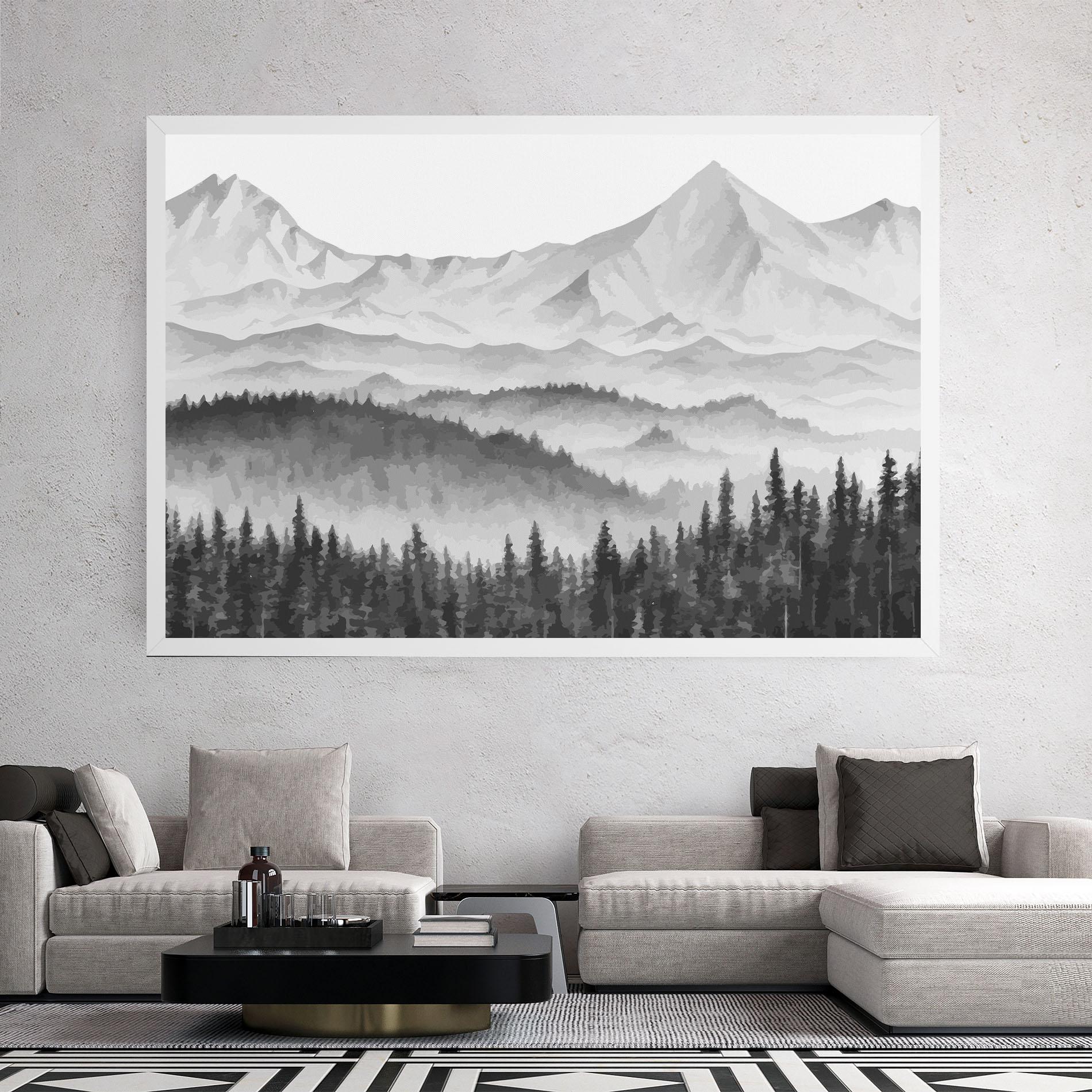 Vászonkép Grey Mountain Drawing mockup 2