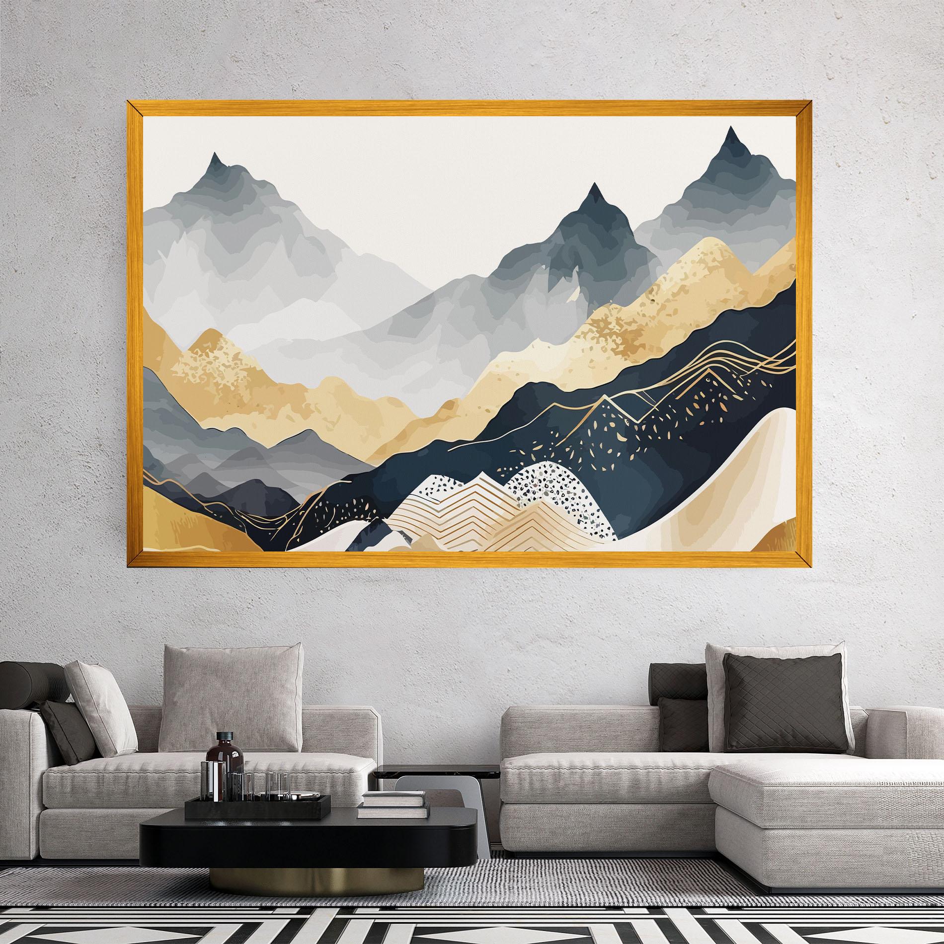 Vászonkép Blue Gold Mountain mockup 2