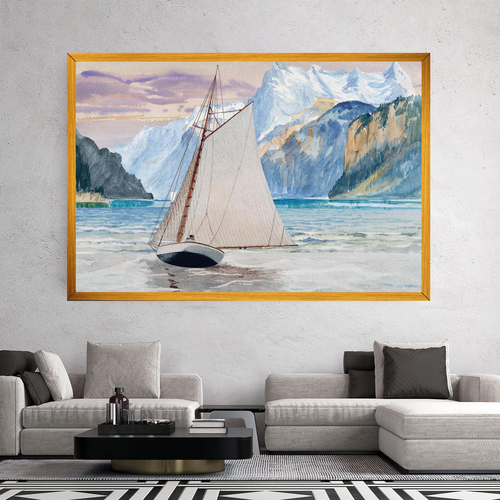 Vászonkép Boat Mountain View mockup 2