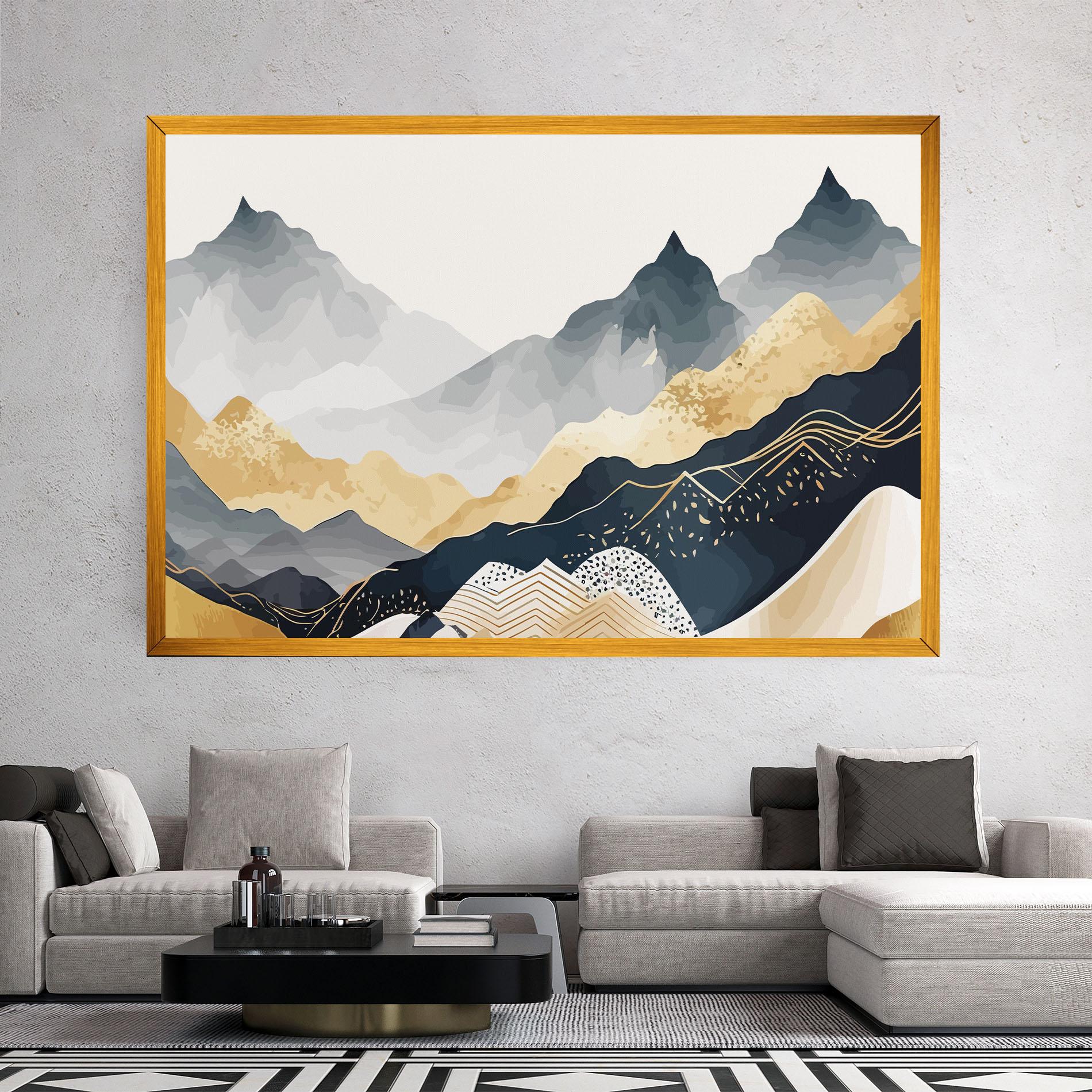 Vászonkép Gold Grey Mountain mockup 2