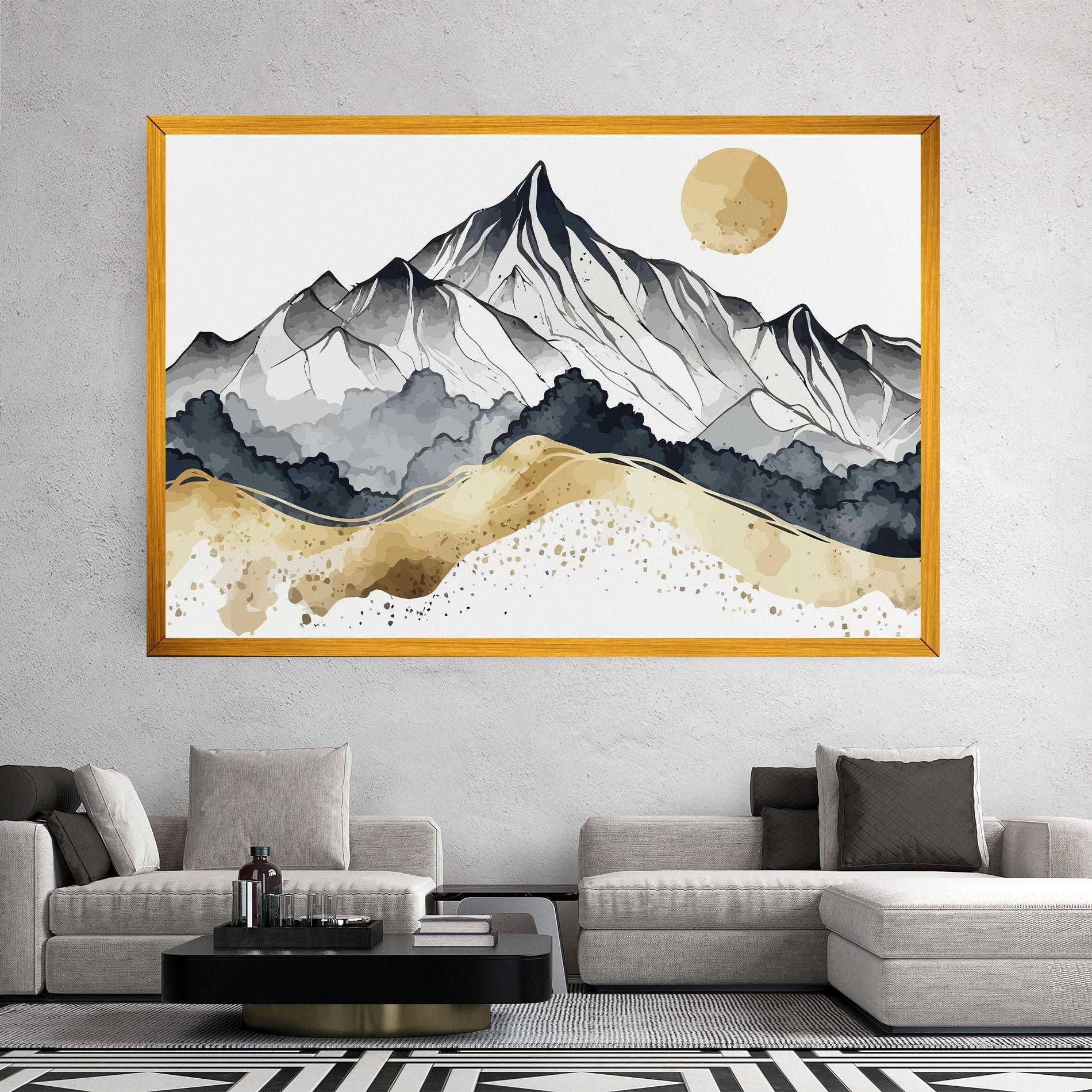 Vászonkép Grey Gold Mountain mockup 2