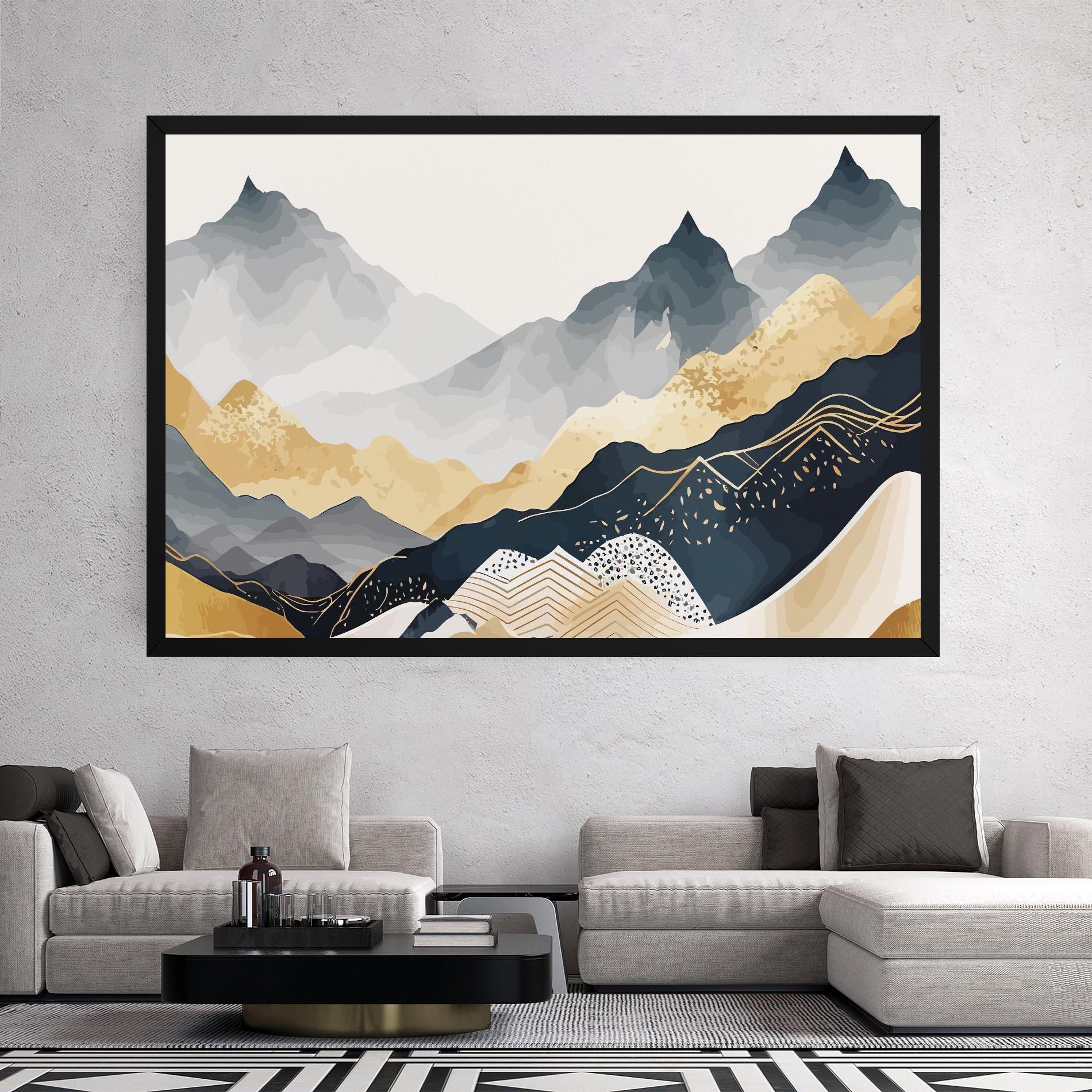 Vászonkép Blue Gold Mountain mockup 2