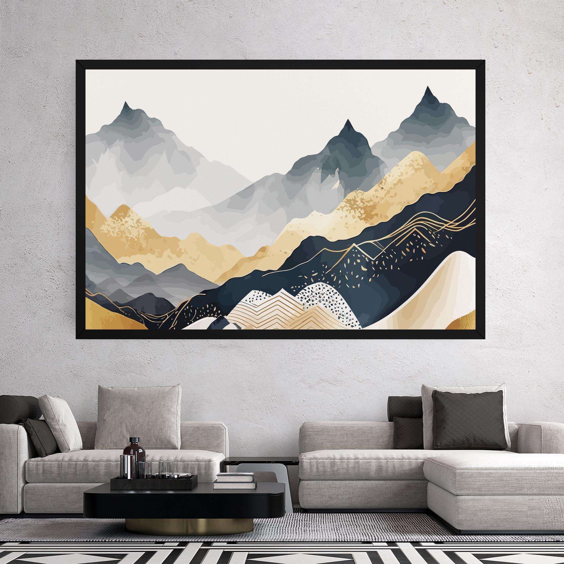 Vászonkép Gold Grey Mountain mockup 2