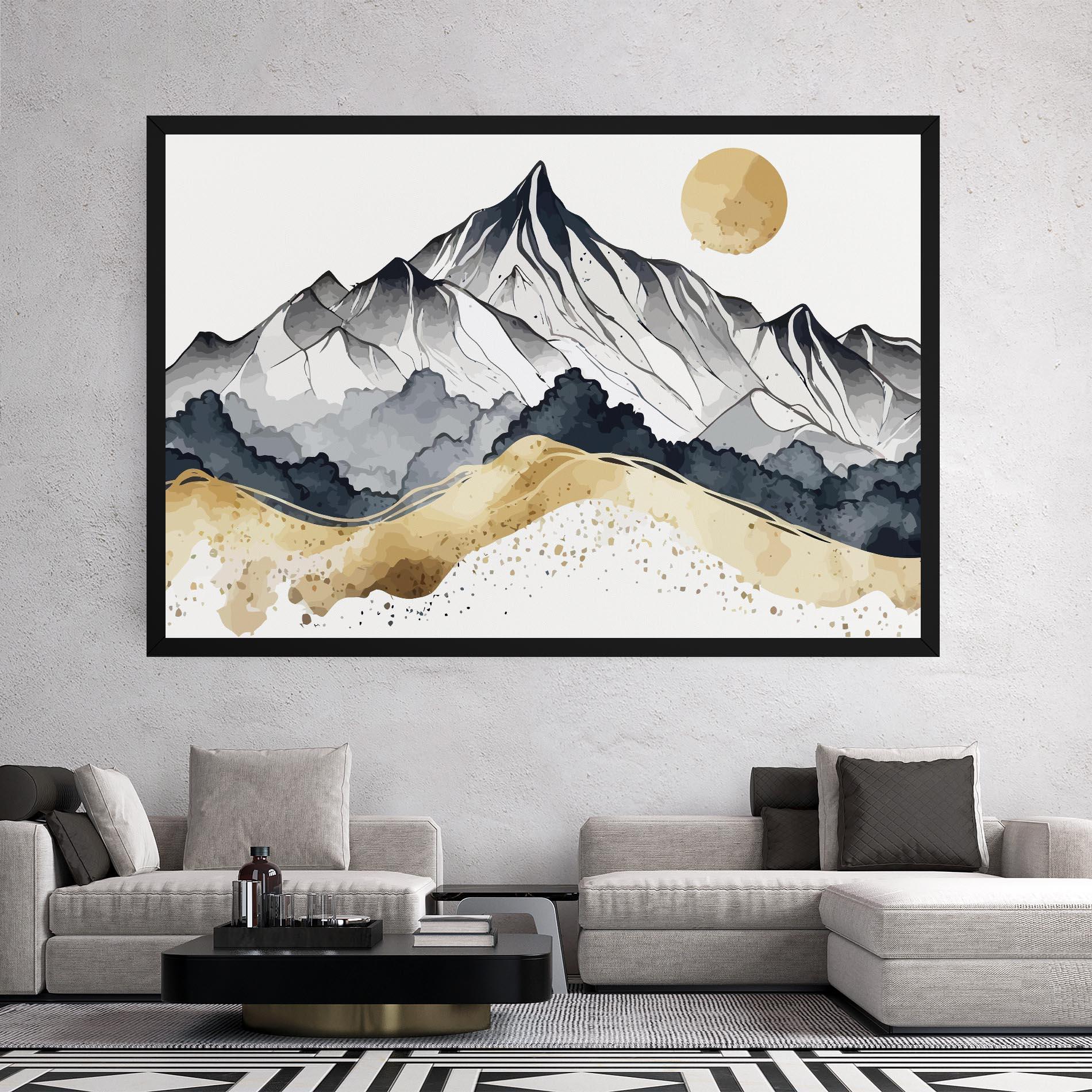 Vászonkép Grey Gold Mountain mockup 2