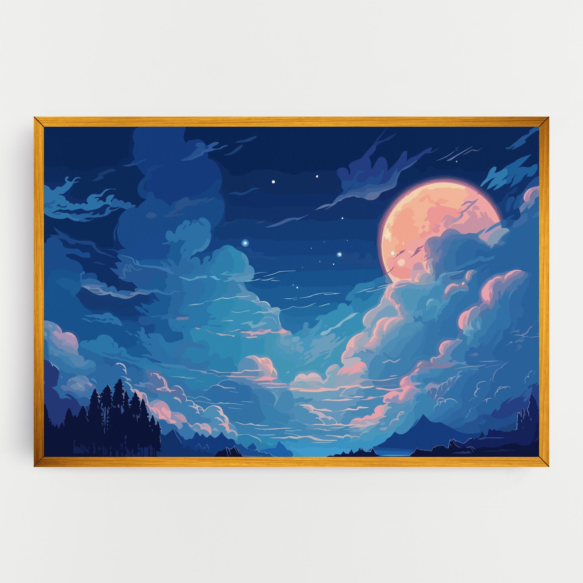 Vászonkép Blue Cloud Moon mockup 0