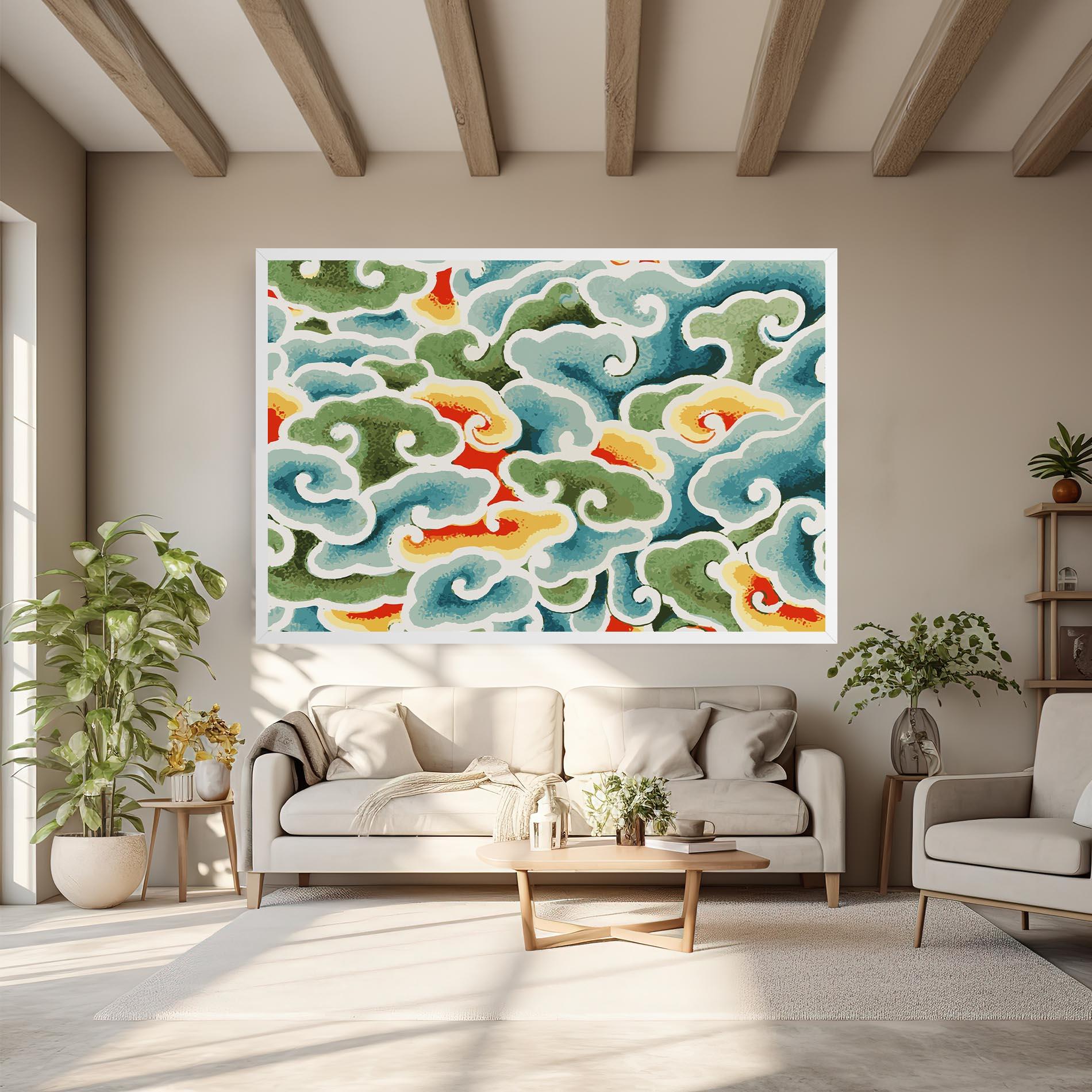 Vászonkép Green Blue Clouds mockup 6