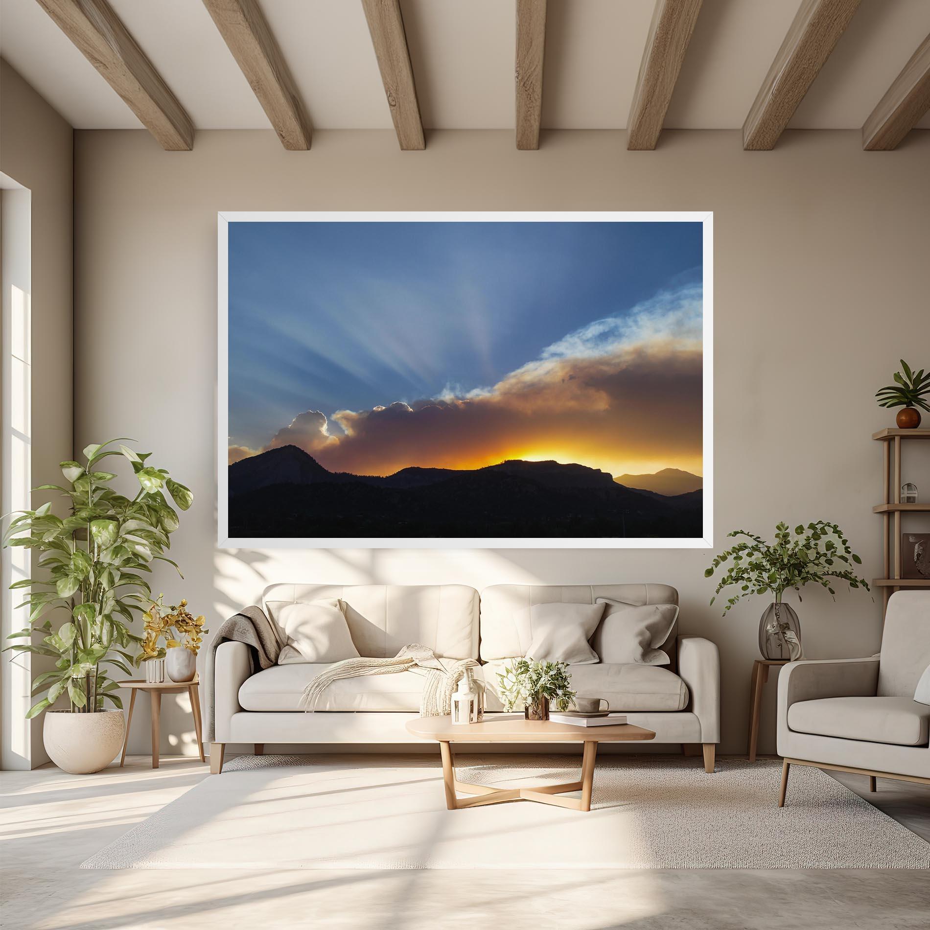 Vászonkép Mountain Silhouette Sunrise mockup 6