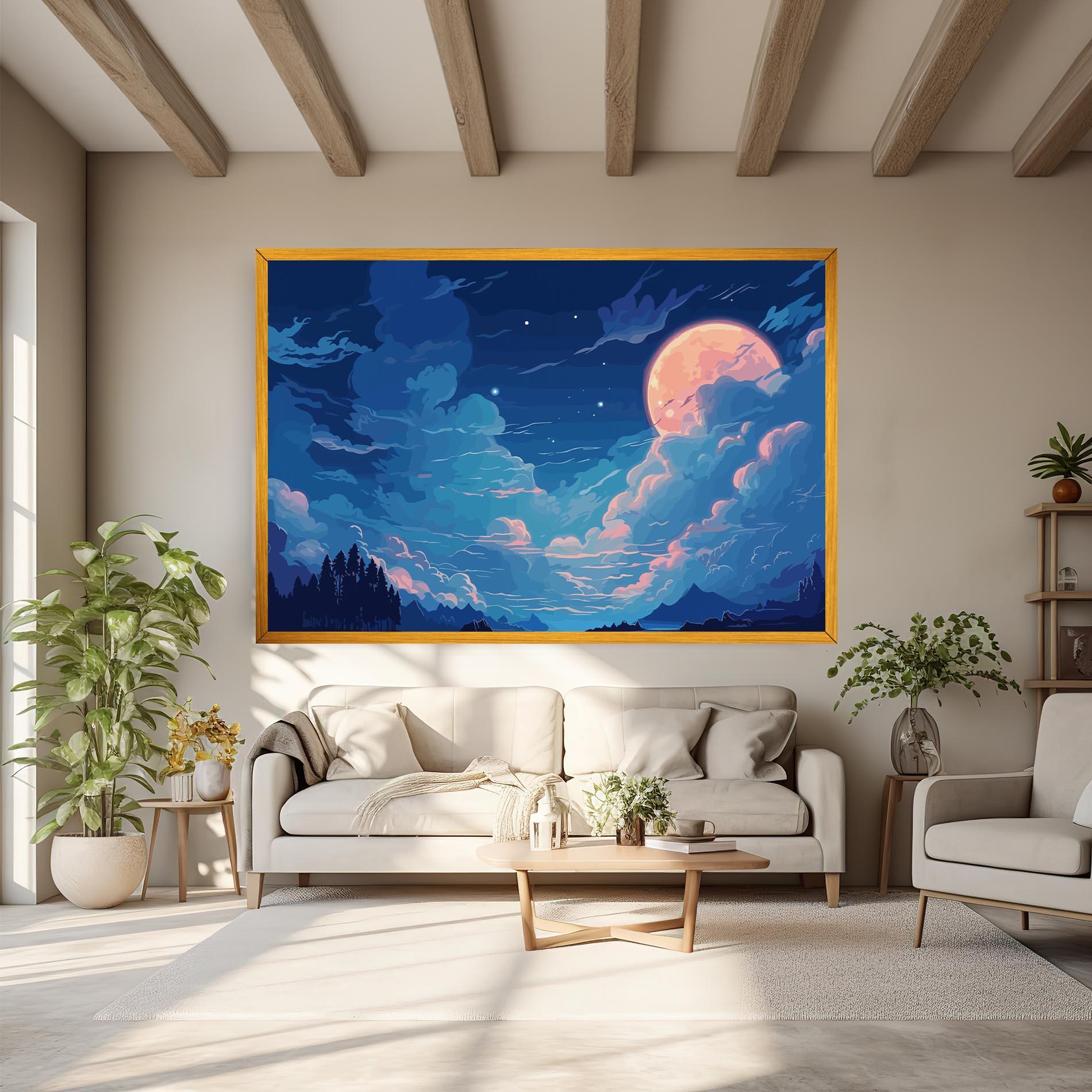 Vászonkép Blue Cloud Moon mockup 6