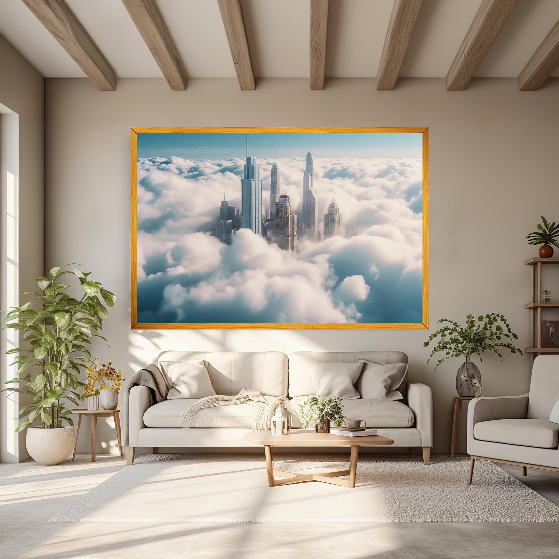Vászonkép City Above Clouds mockup 6