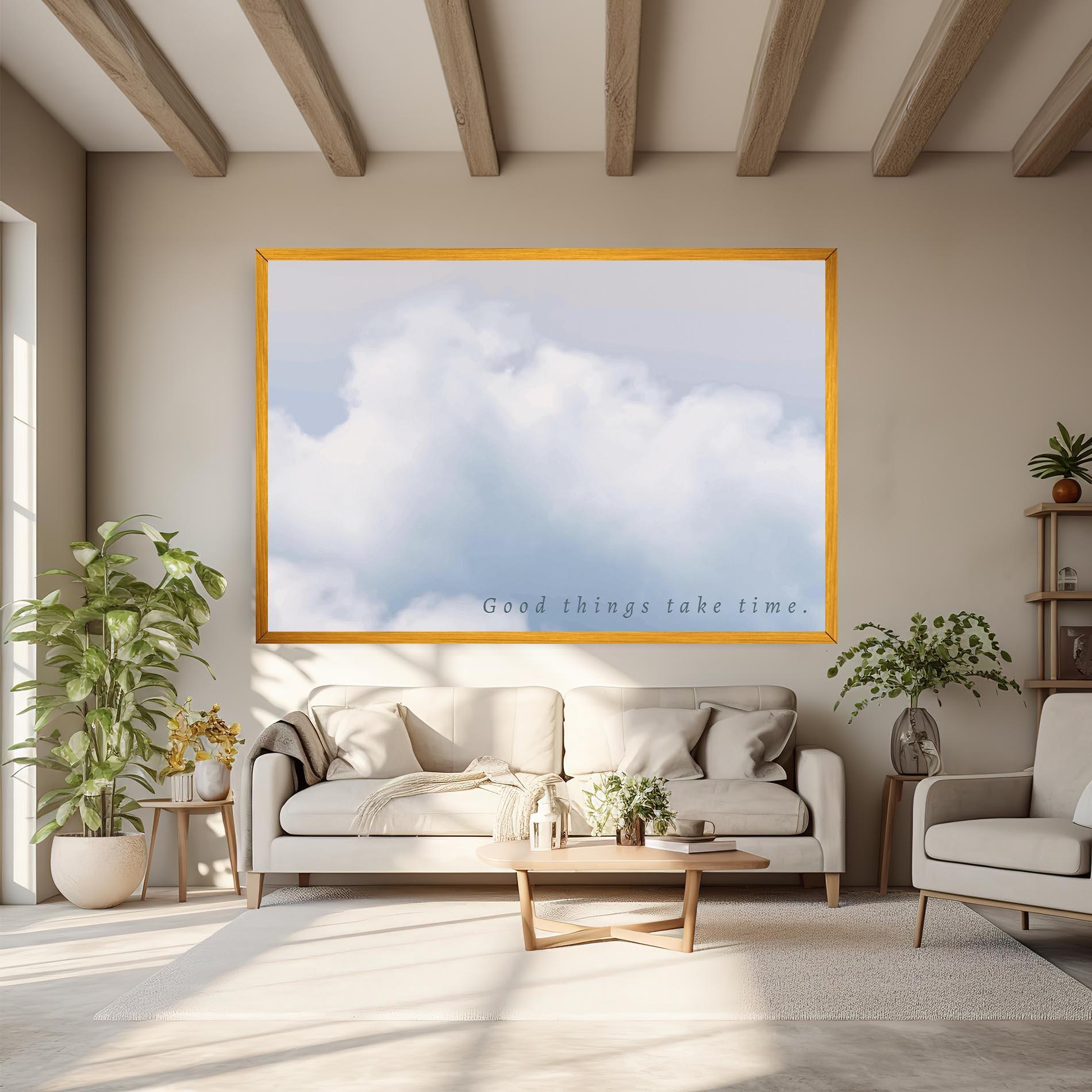 Vászonkép Clouds Text White mockup 6