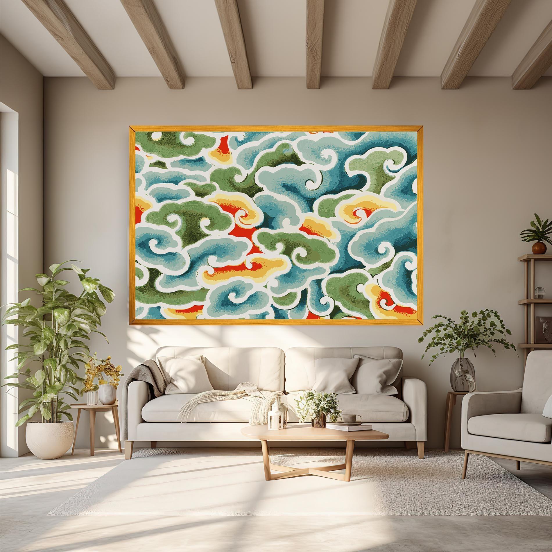 Vászonkép Green Blue Clouds mockup 6