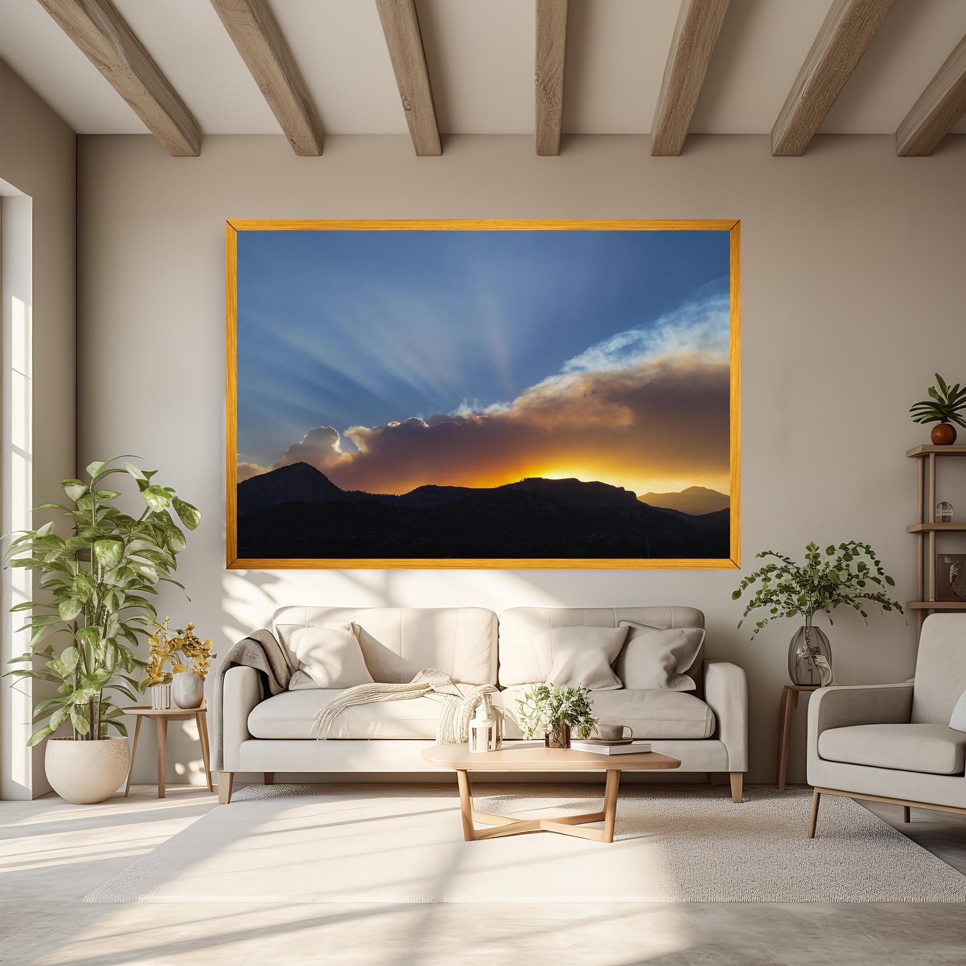 Vászonkép Mountain Silhouette Sunrise mockup 6