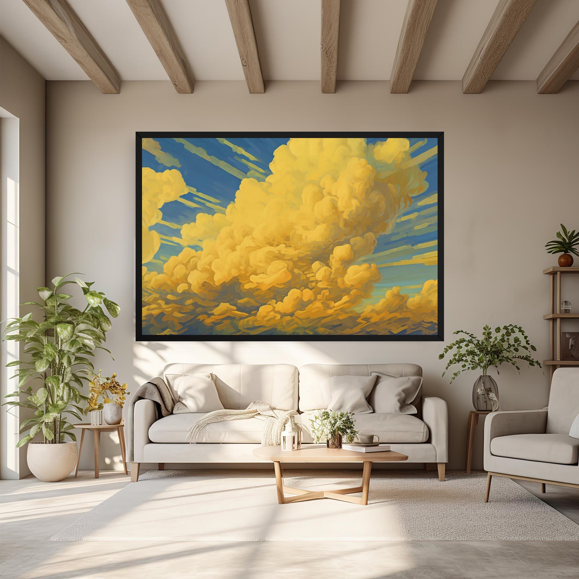 Vászonkép Big Yellow Cloud Art mockup 6