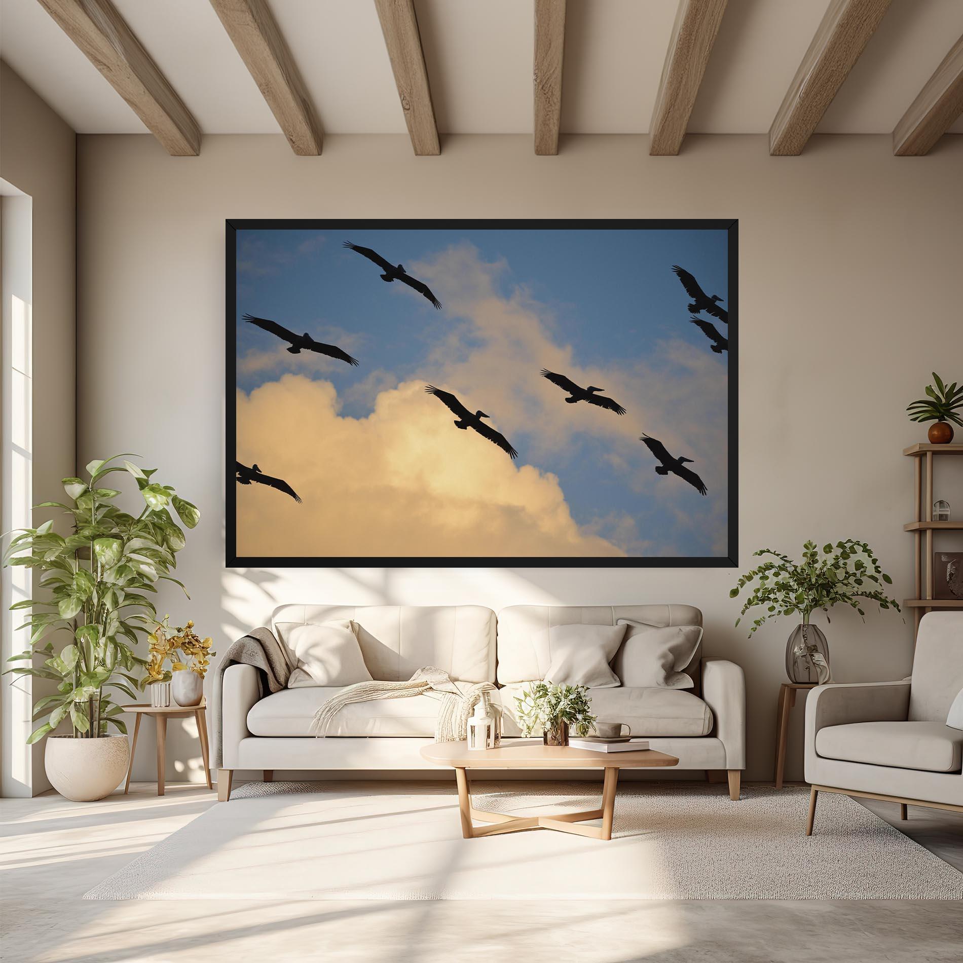 Vászonkép Bird Shilouette Cloud mockup 6