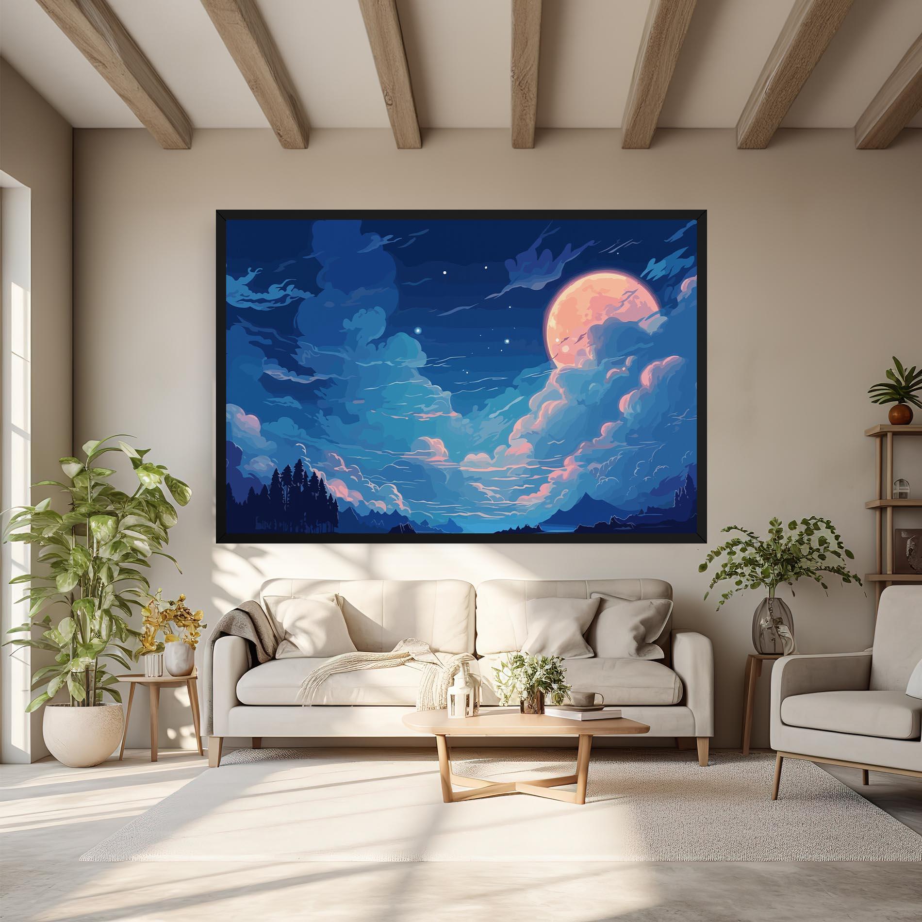 Vászonkép Blue Cloud Moon mockup 6