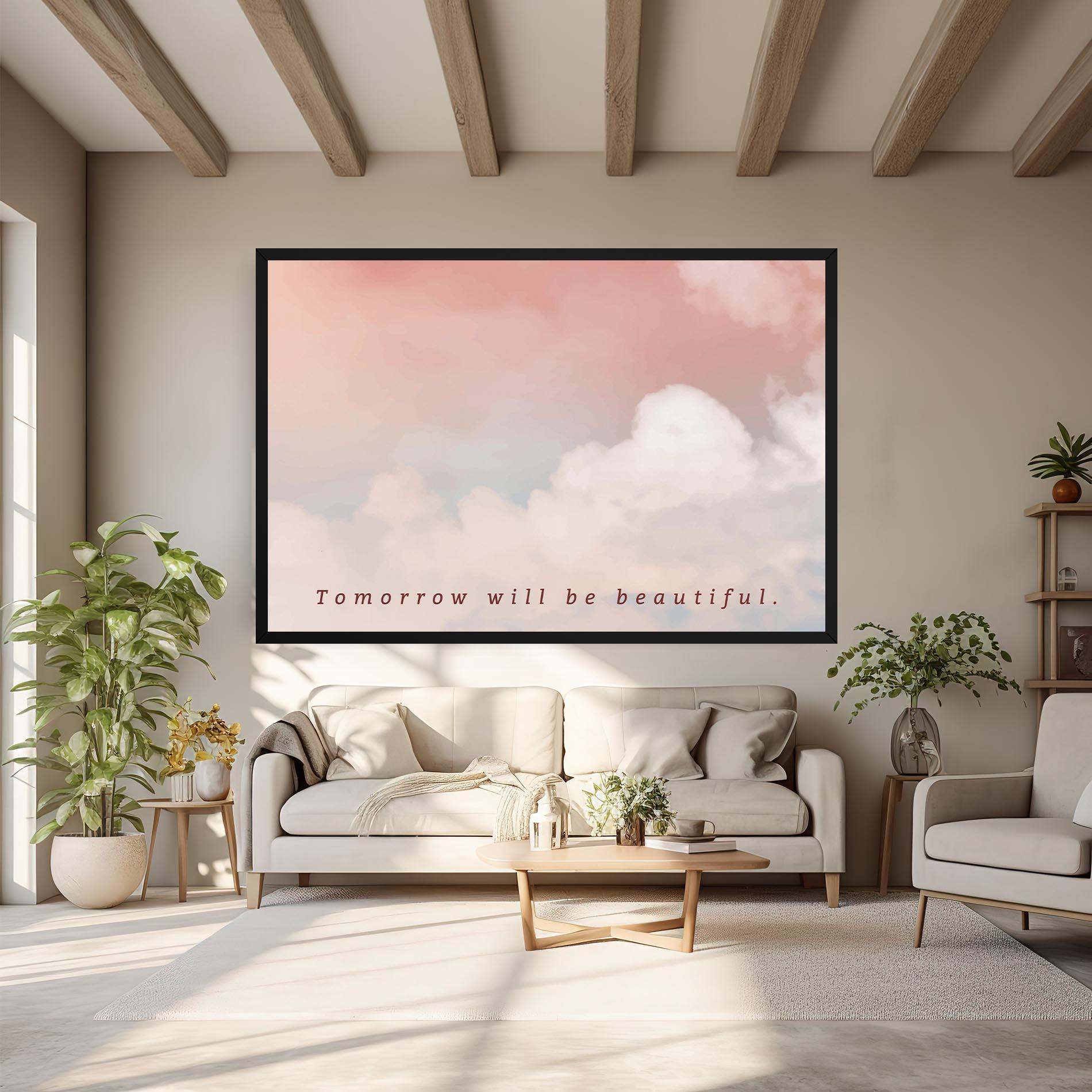 Vászonkép Clouds Text Pink Blue mockup 6