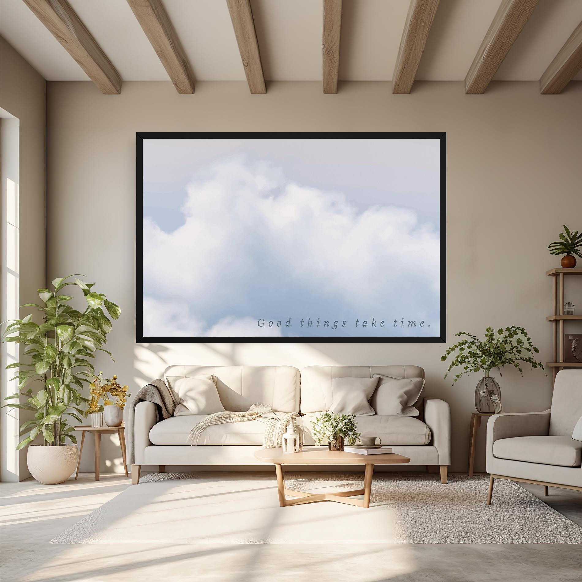 Vászonkép Clouds Text White mockup 6