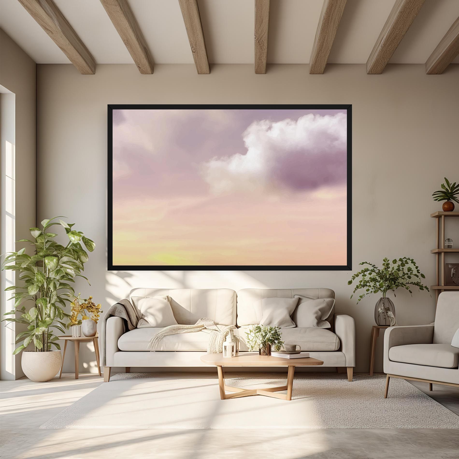 Clouds Watercolor Cream mockup 6