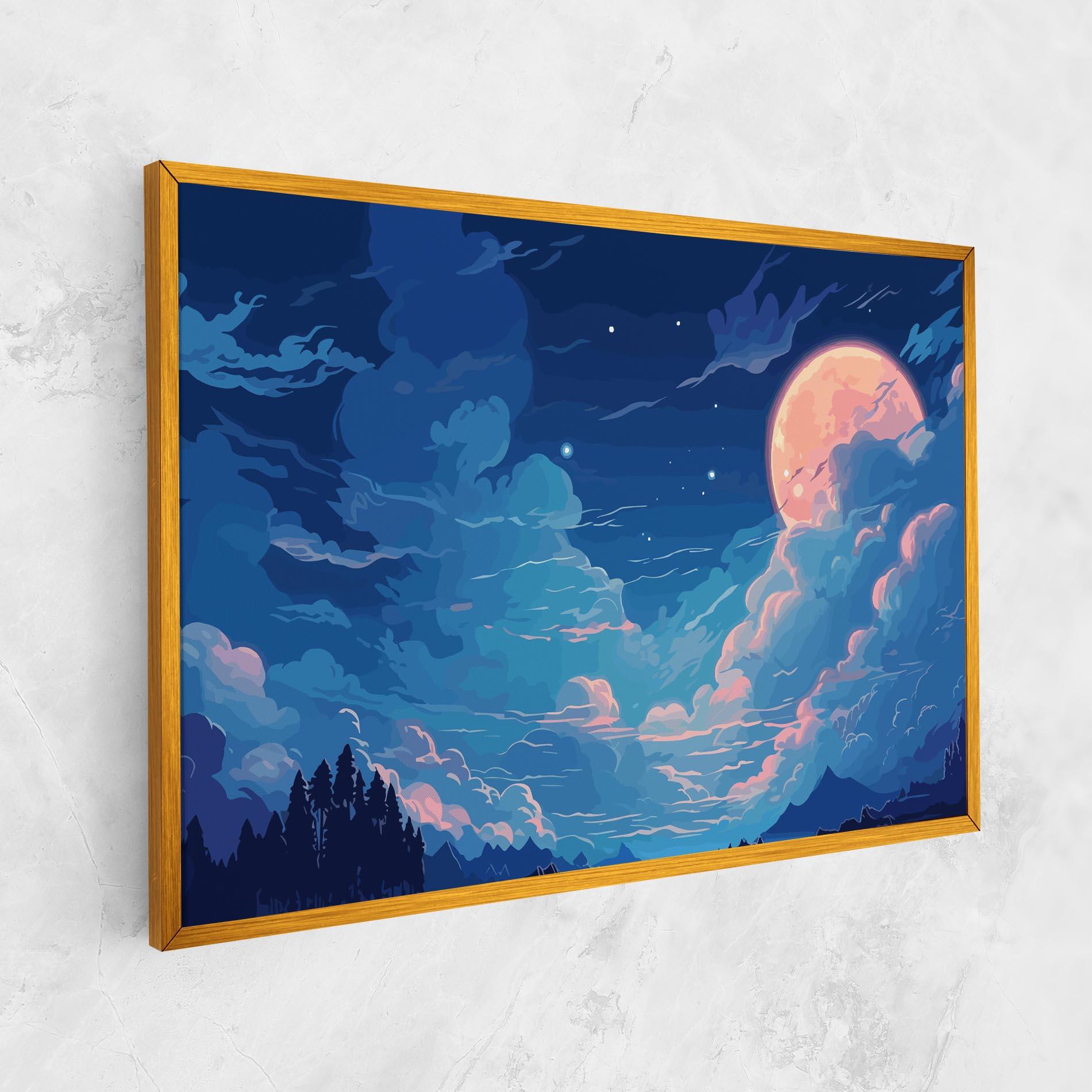 Vászonkép Blue Cloud Moon mockup 1
