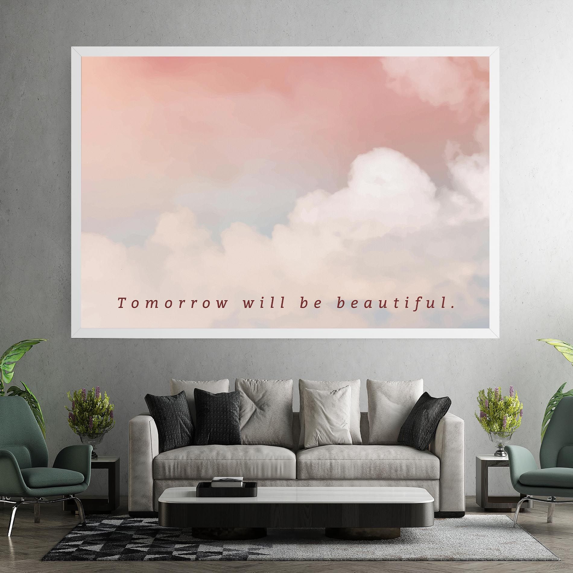 Clouds Text Pink Blue mockup 7