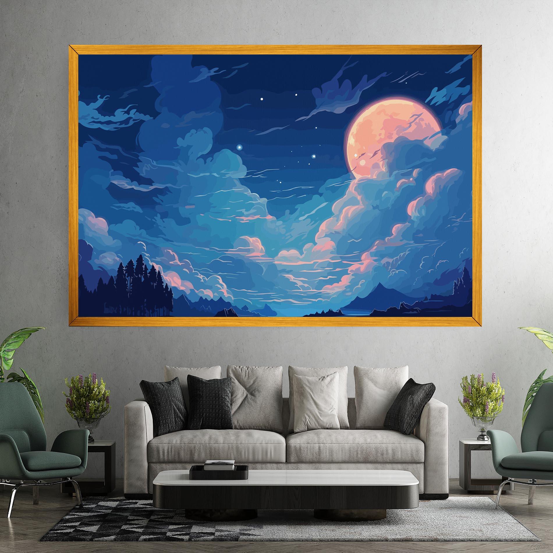 Vászonkép Blue Cloud Moon mockup 7
