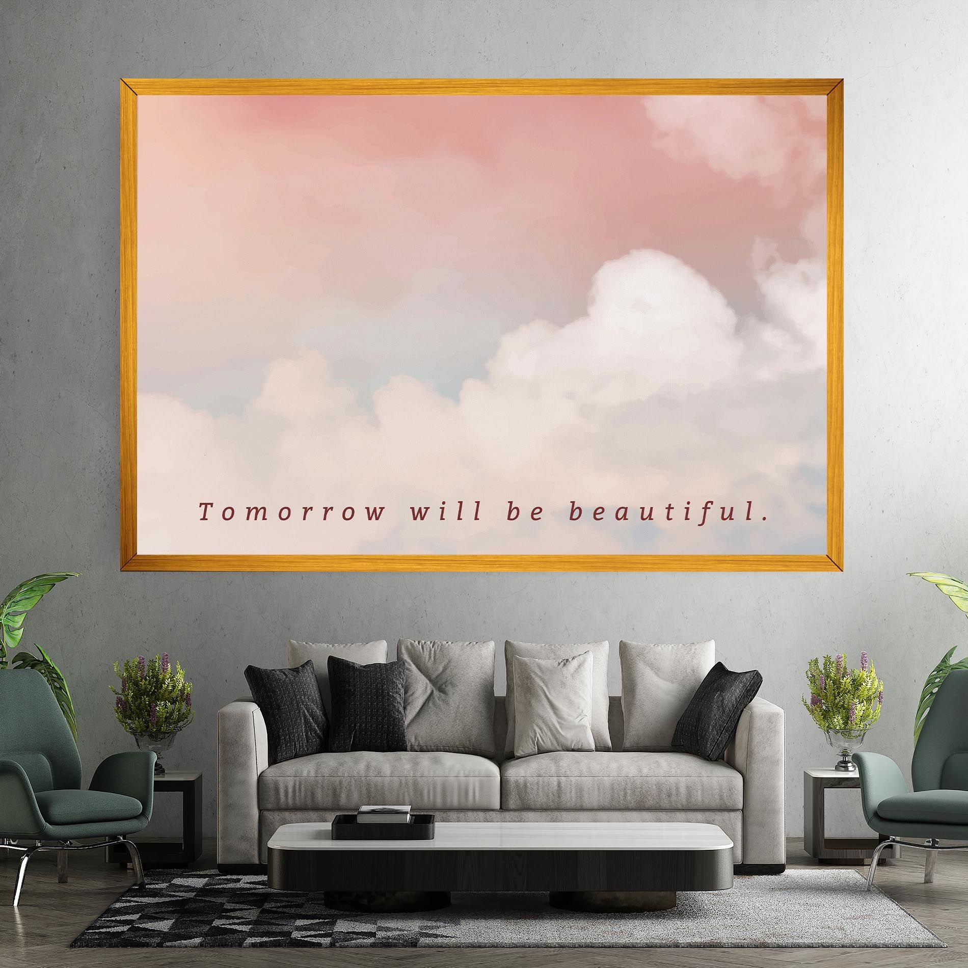 Clouds Text Pink Blue mockup 7