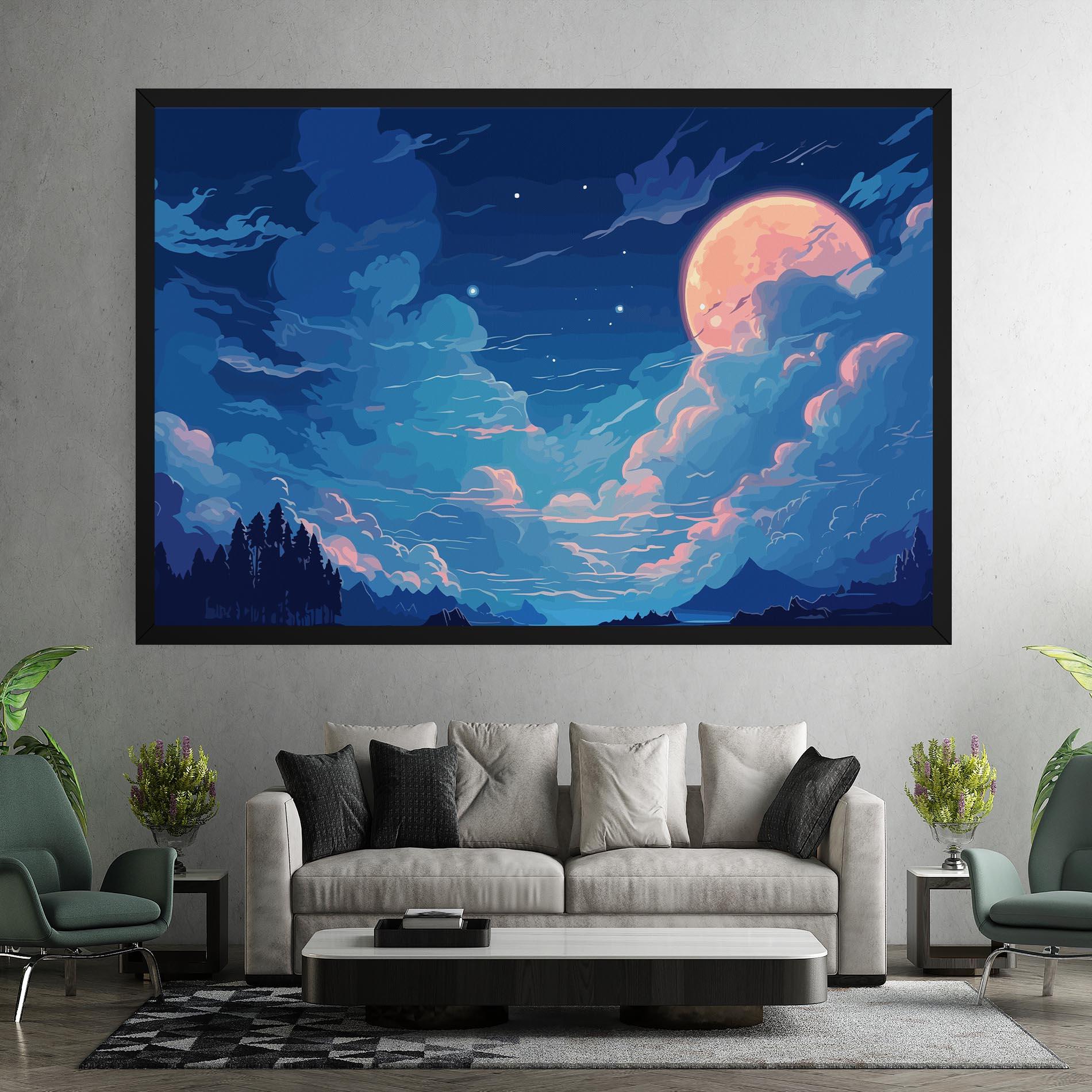 Vászonkép Blue Cloud Moon mockup 7
