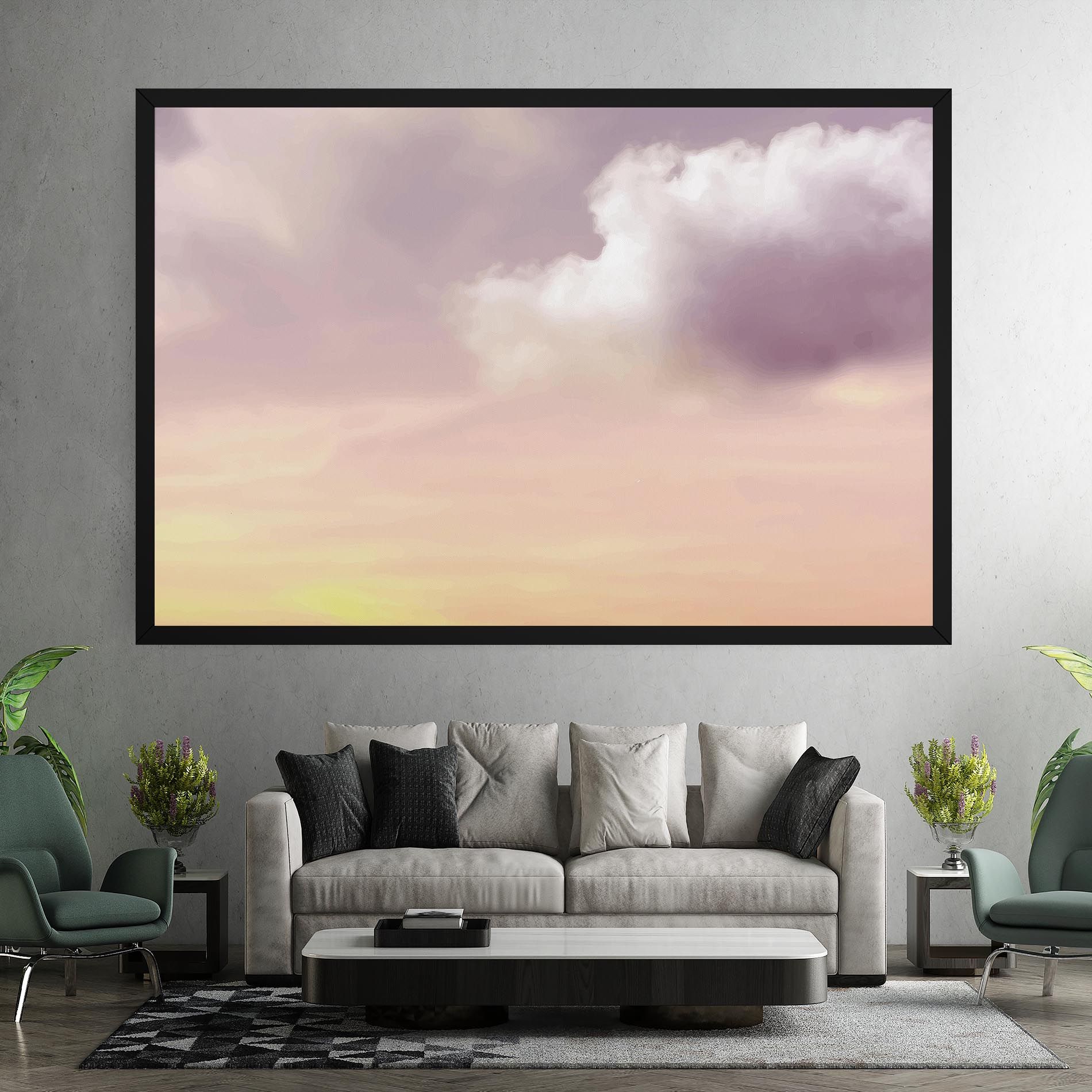 Clouds Watercolor Cream mockup 7