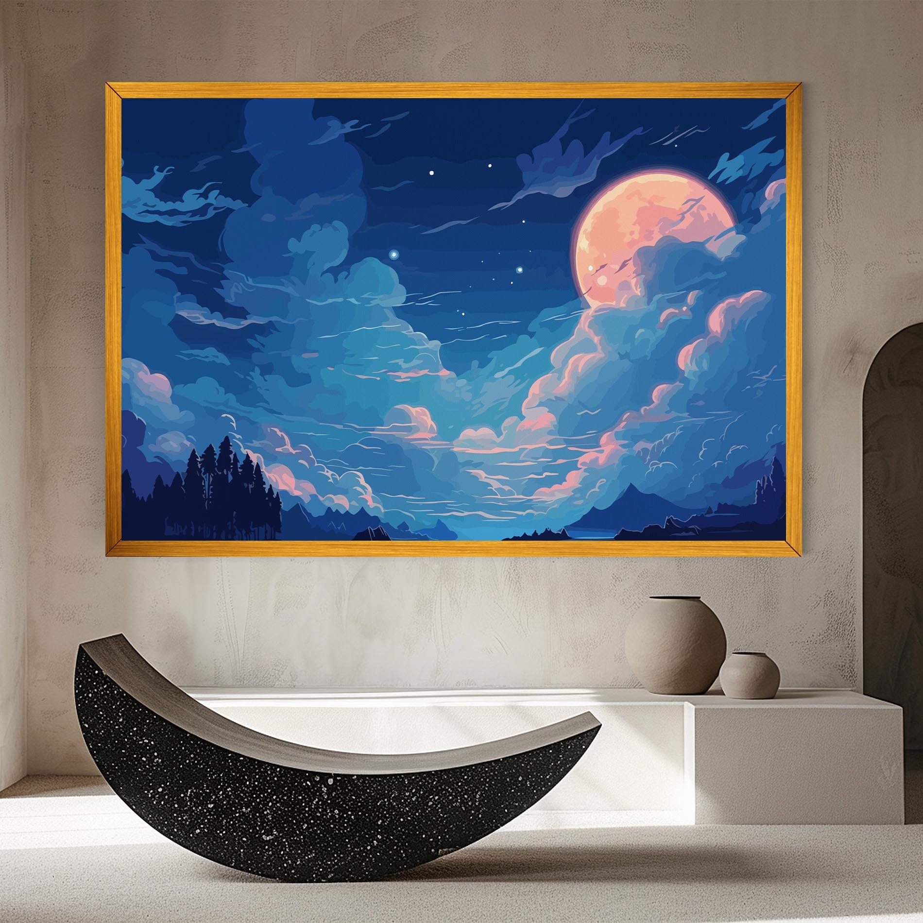 Vászonkép Blue Cloud Moon mockup 8