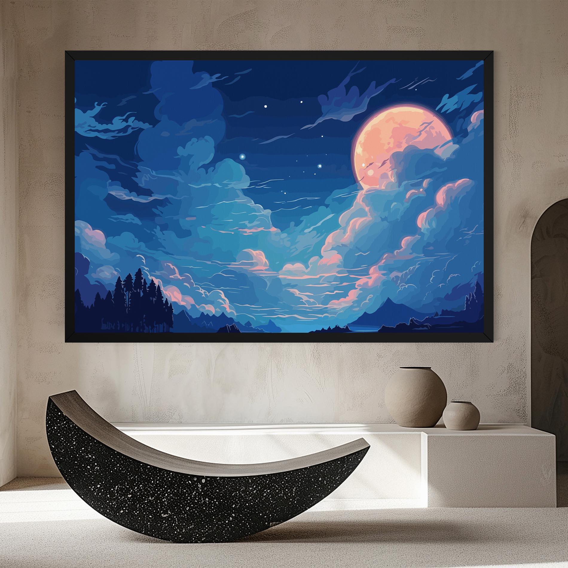 Vászonkép Blue Cloud Moon mockup 8