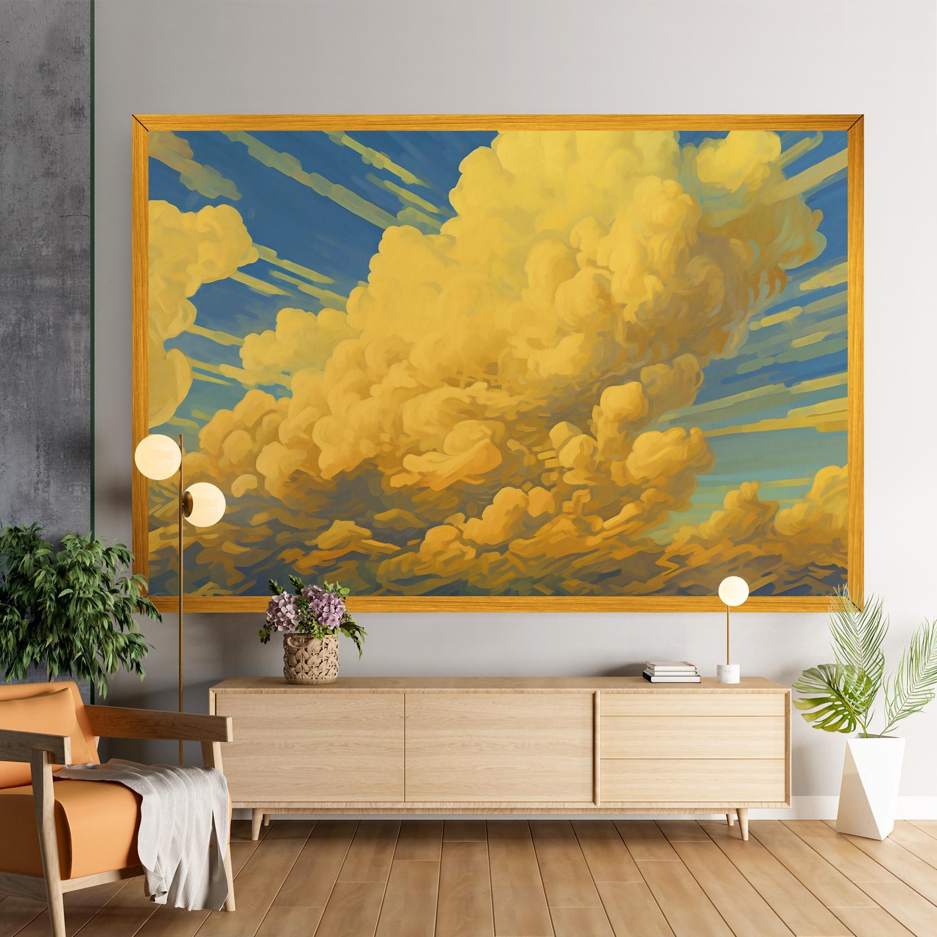 Vászonkép Big Yellow Cloud Art mockup 9