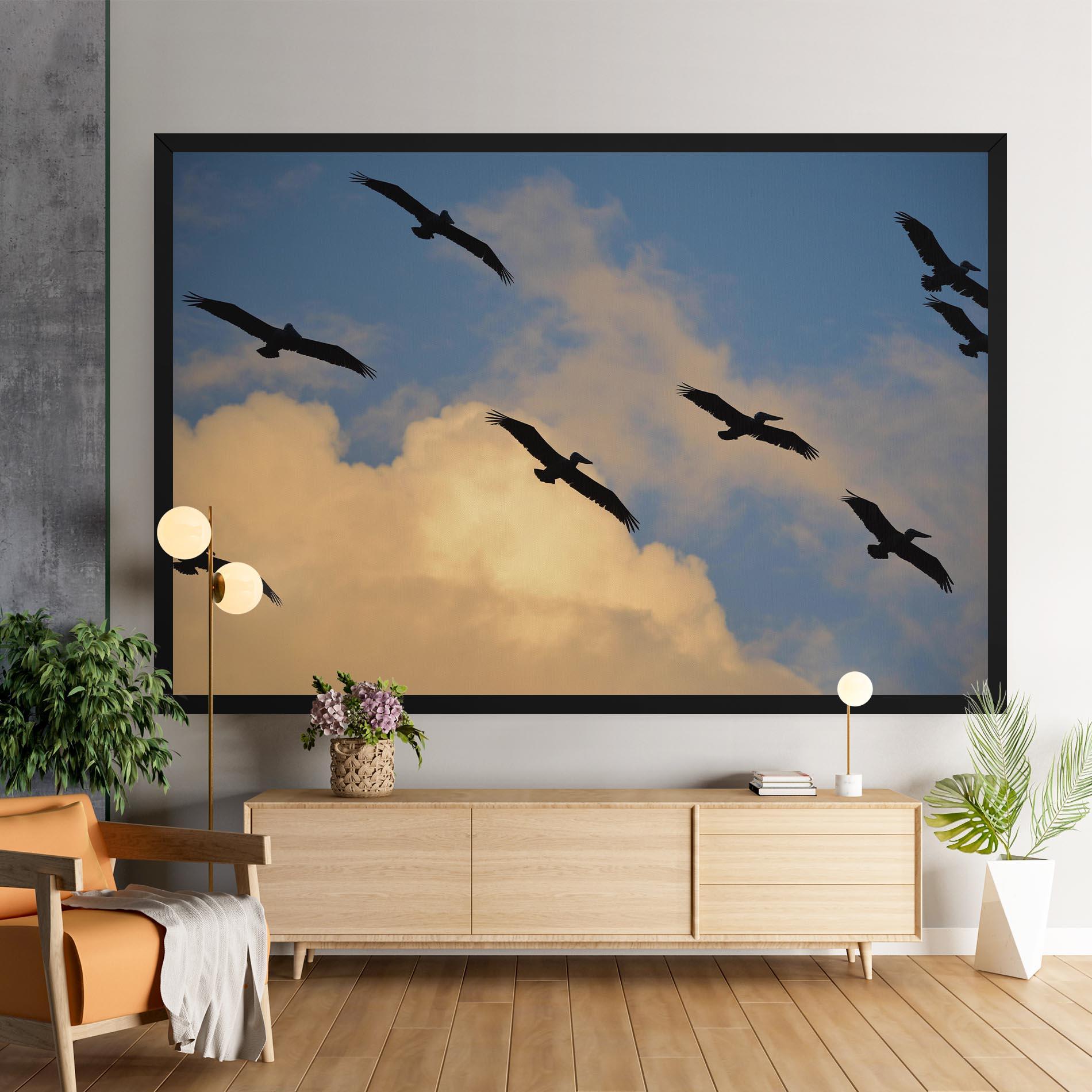 Vászonkép Bird Shilouette Cloud mockup 9