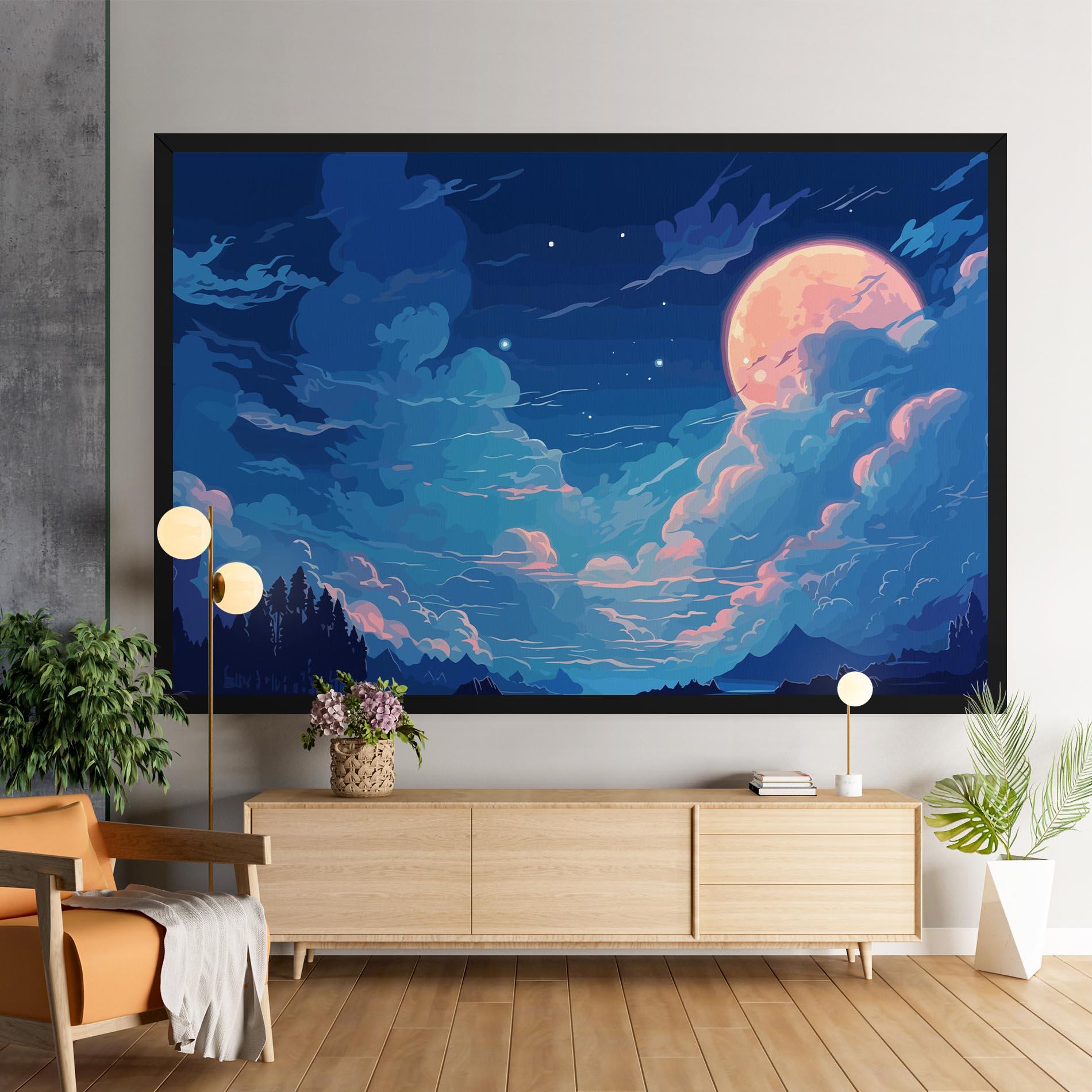 Vászonkép Blue Cloud Moon mockup 9