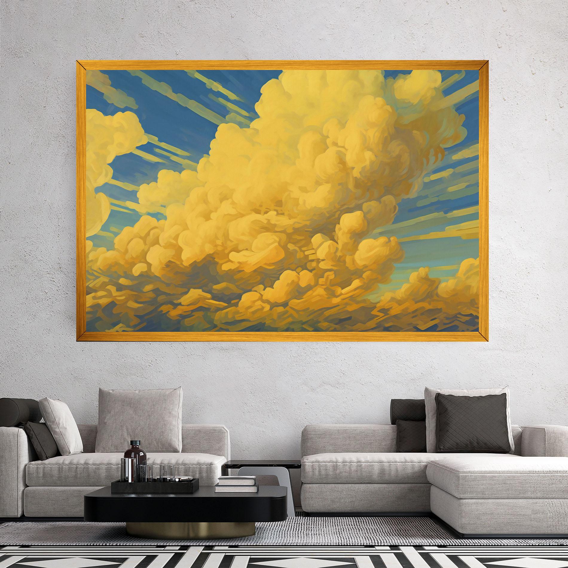 Vászonkép Big Yellow Cloud Art mockup 2