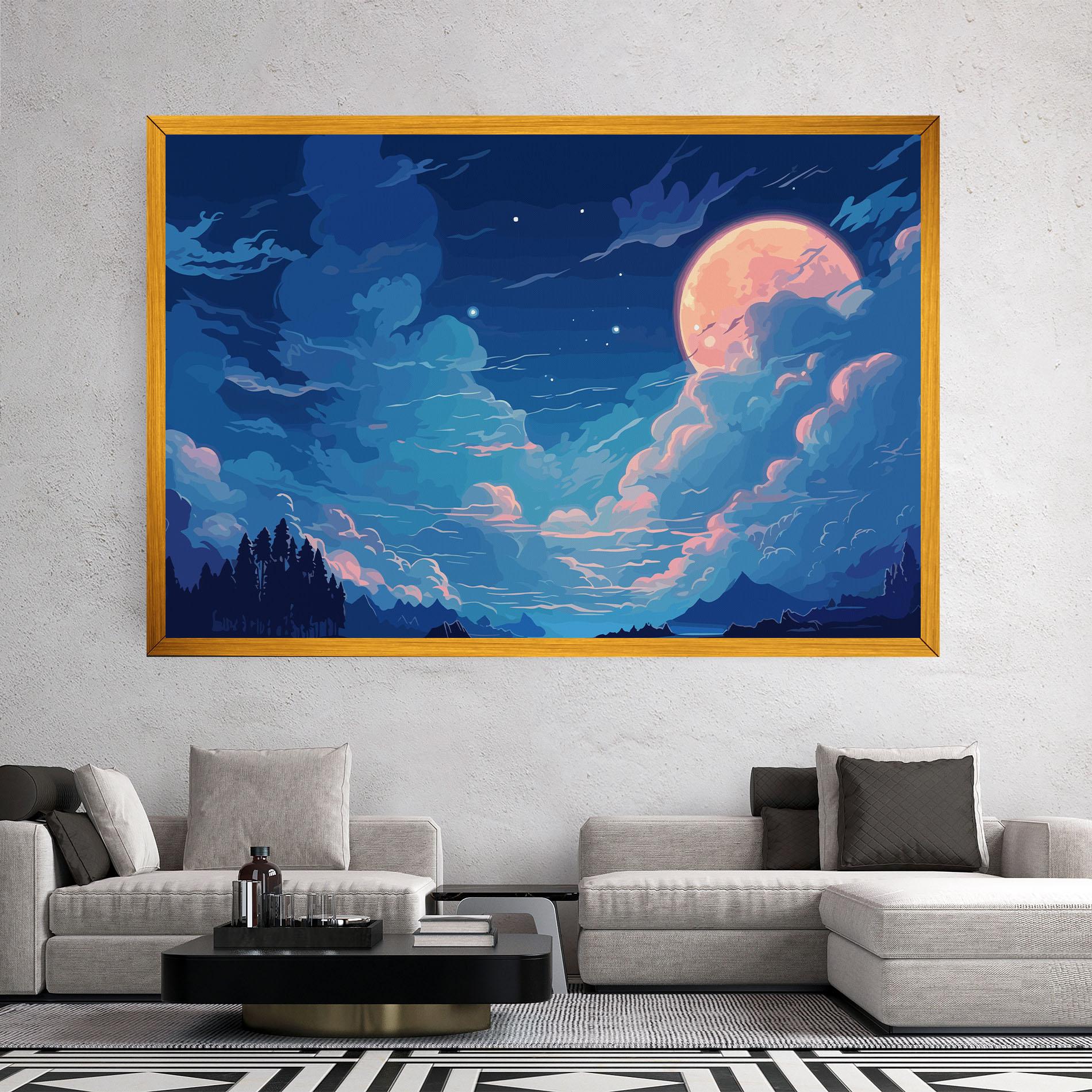 Vászonkép Blue Cloud Moon mockup 2