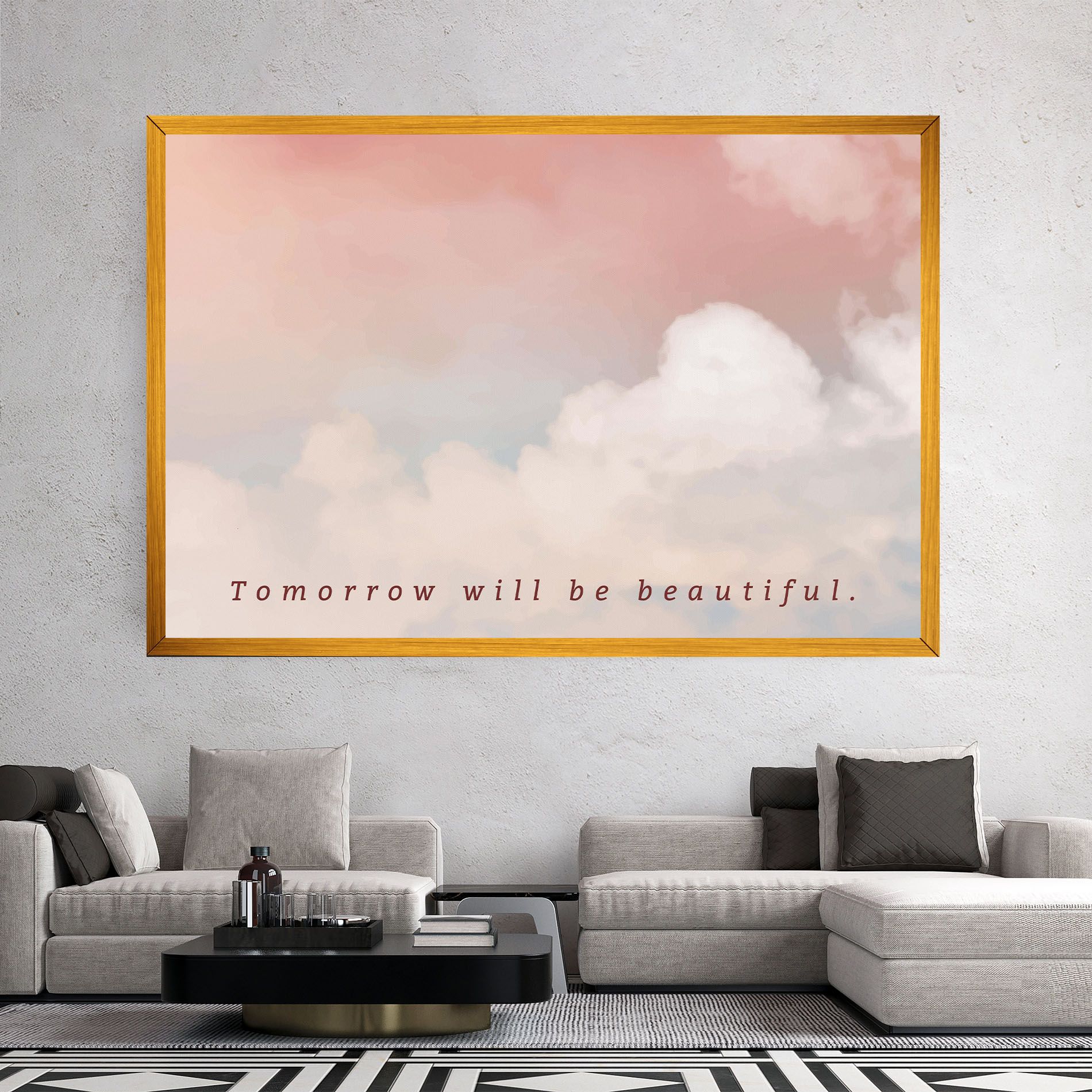 Clouds Text Pink Blue mockup 2