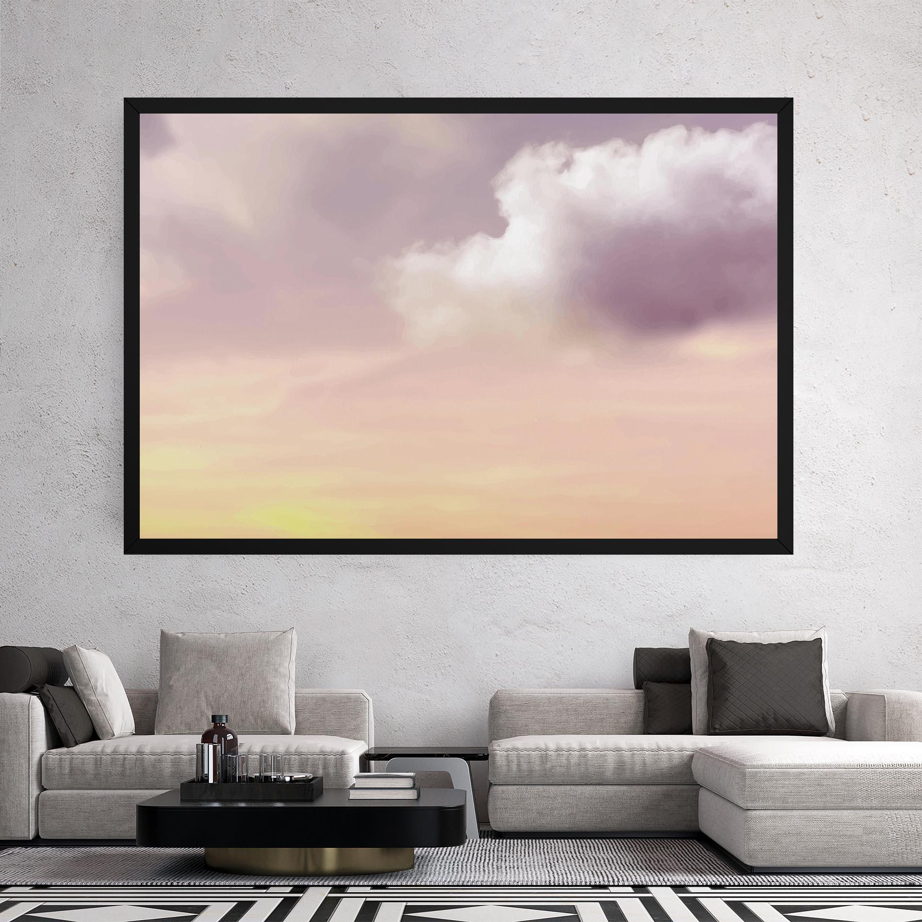 Vászonkép Clouds Watercolor Cream mockup 2