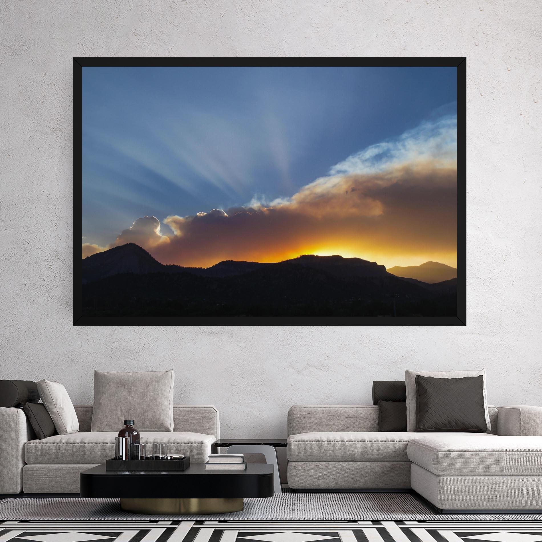 Vászonkép Mountain Silhouette Sunrise mockup 2
