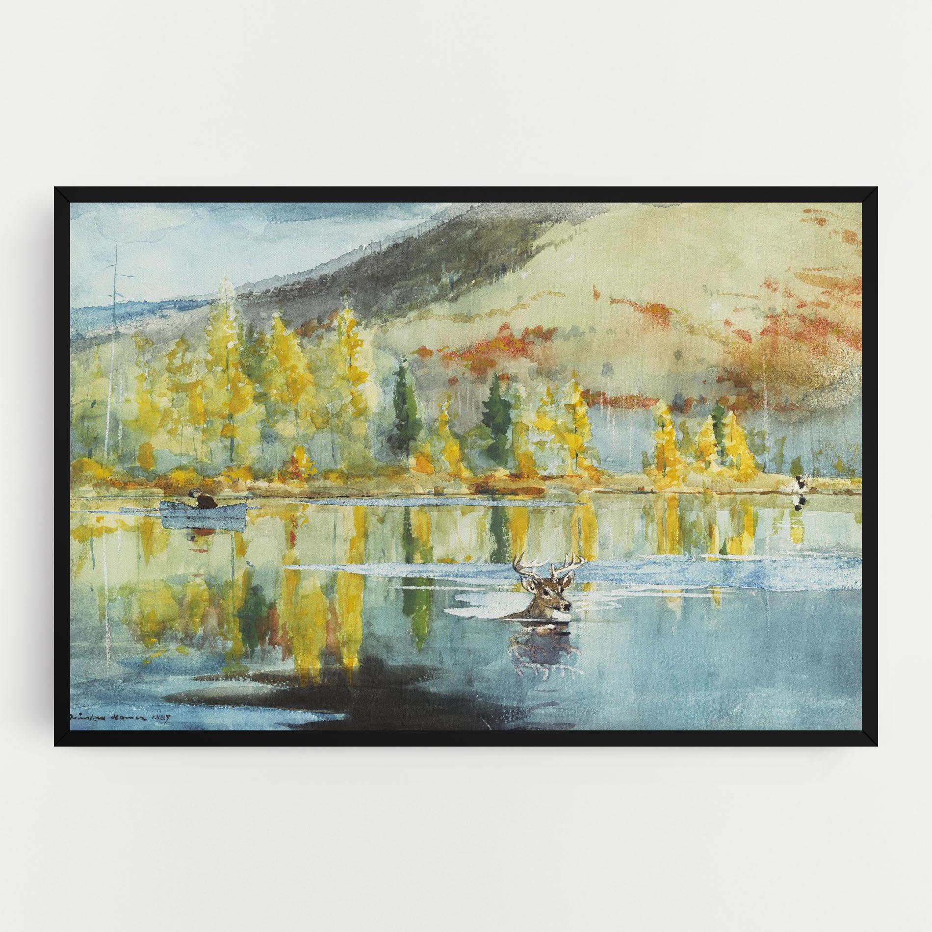 Vászonkép Trees Painting Lake mockup 0