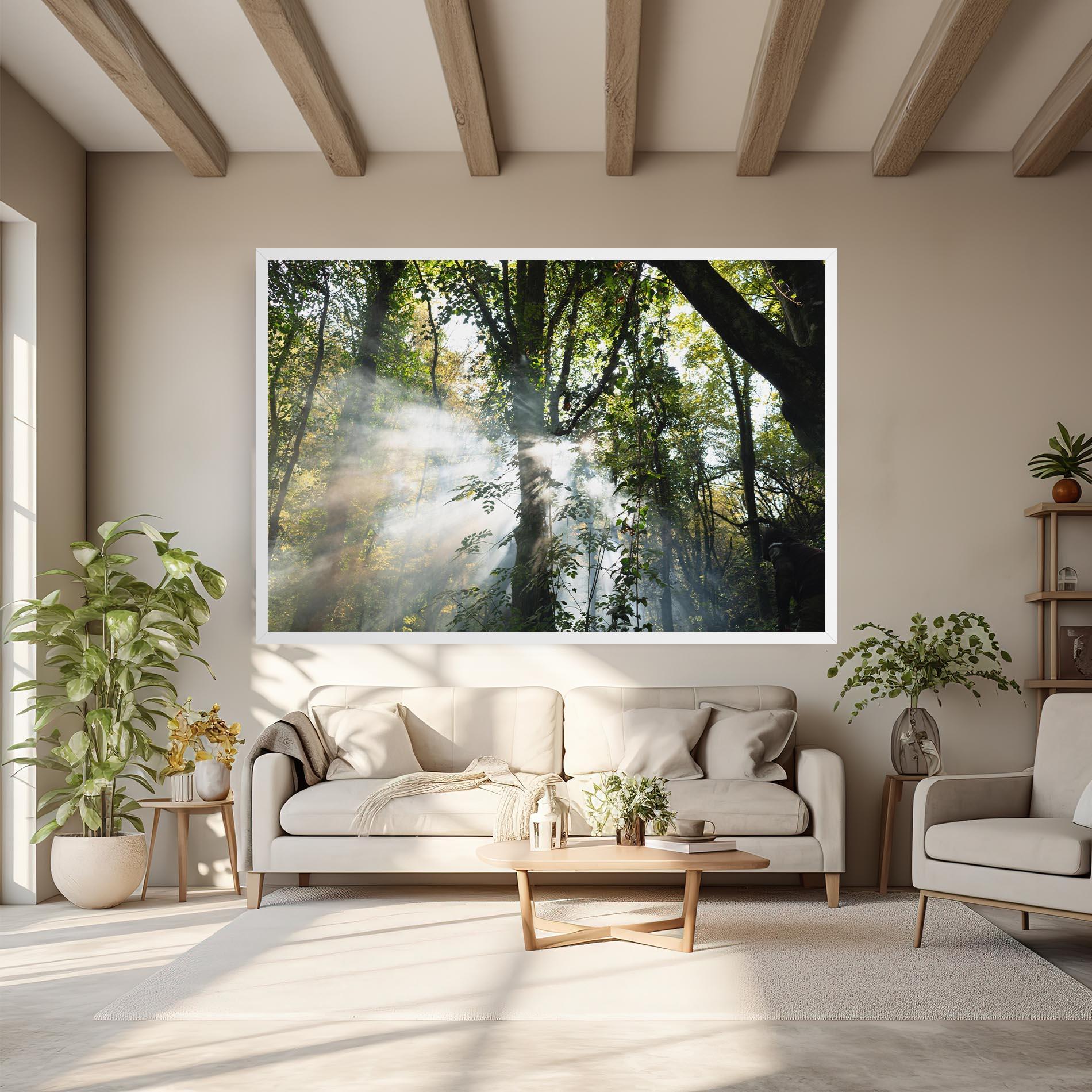 Vászonkép Foggy Light Forest mockup 6