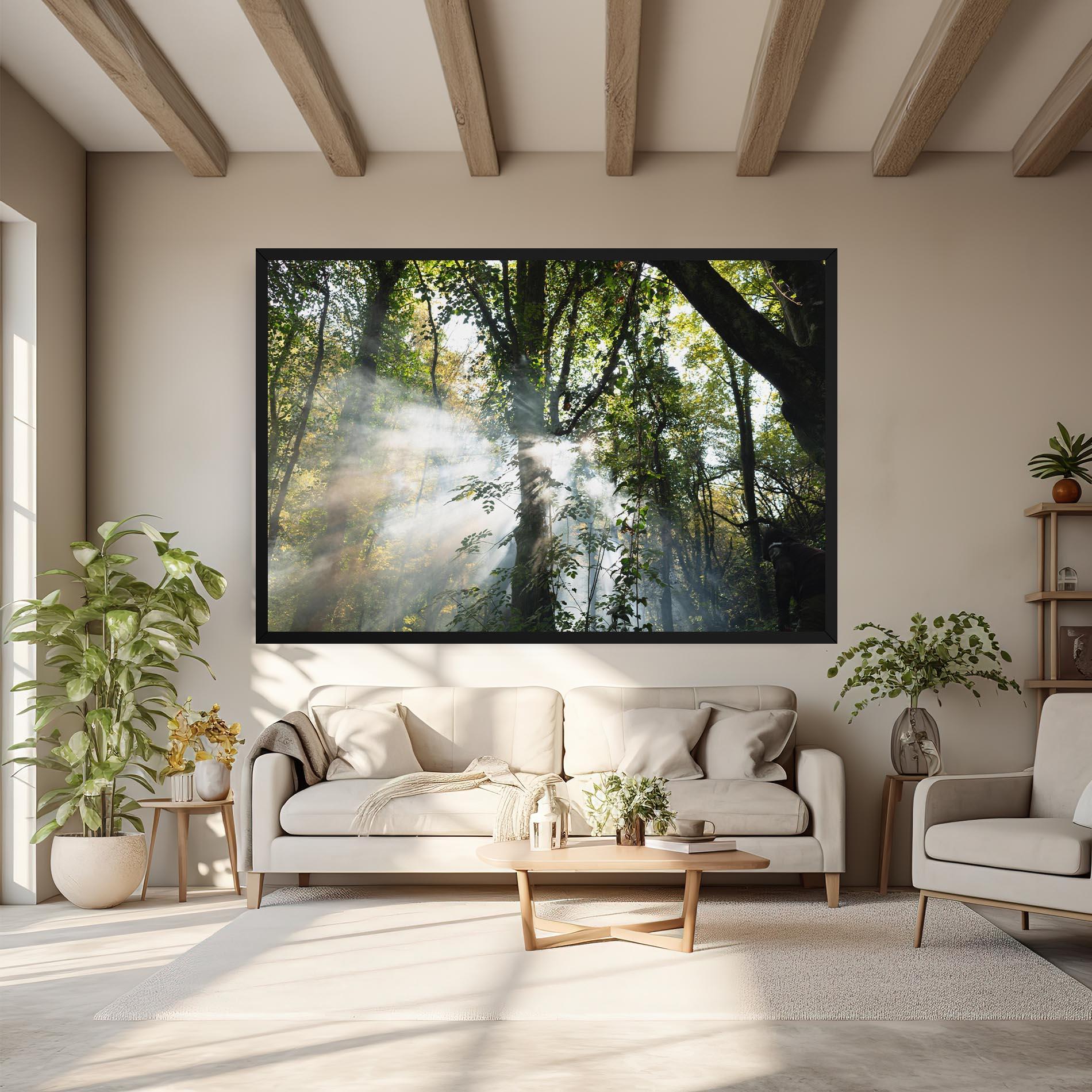 Vászonkép Foggy Light Forest mockup 6