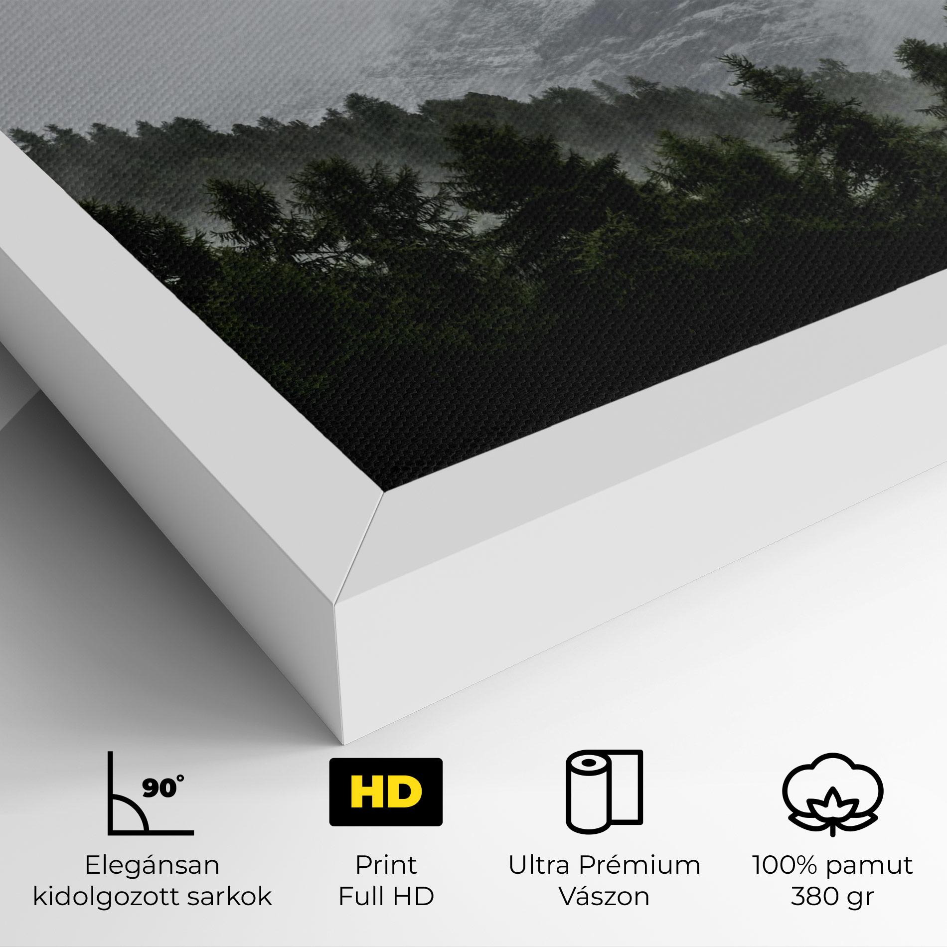 Vászonkép Foggy Mountain Forest mockup 4