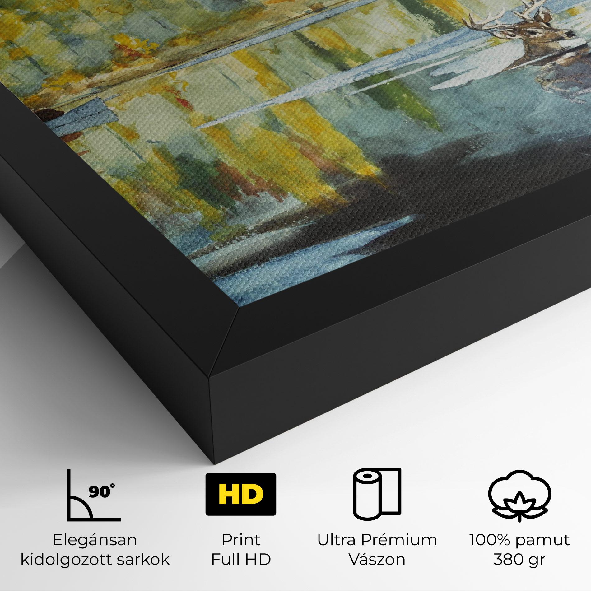 Vászonkép Trees Painting Lake mockup 4