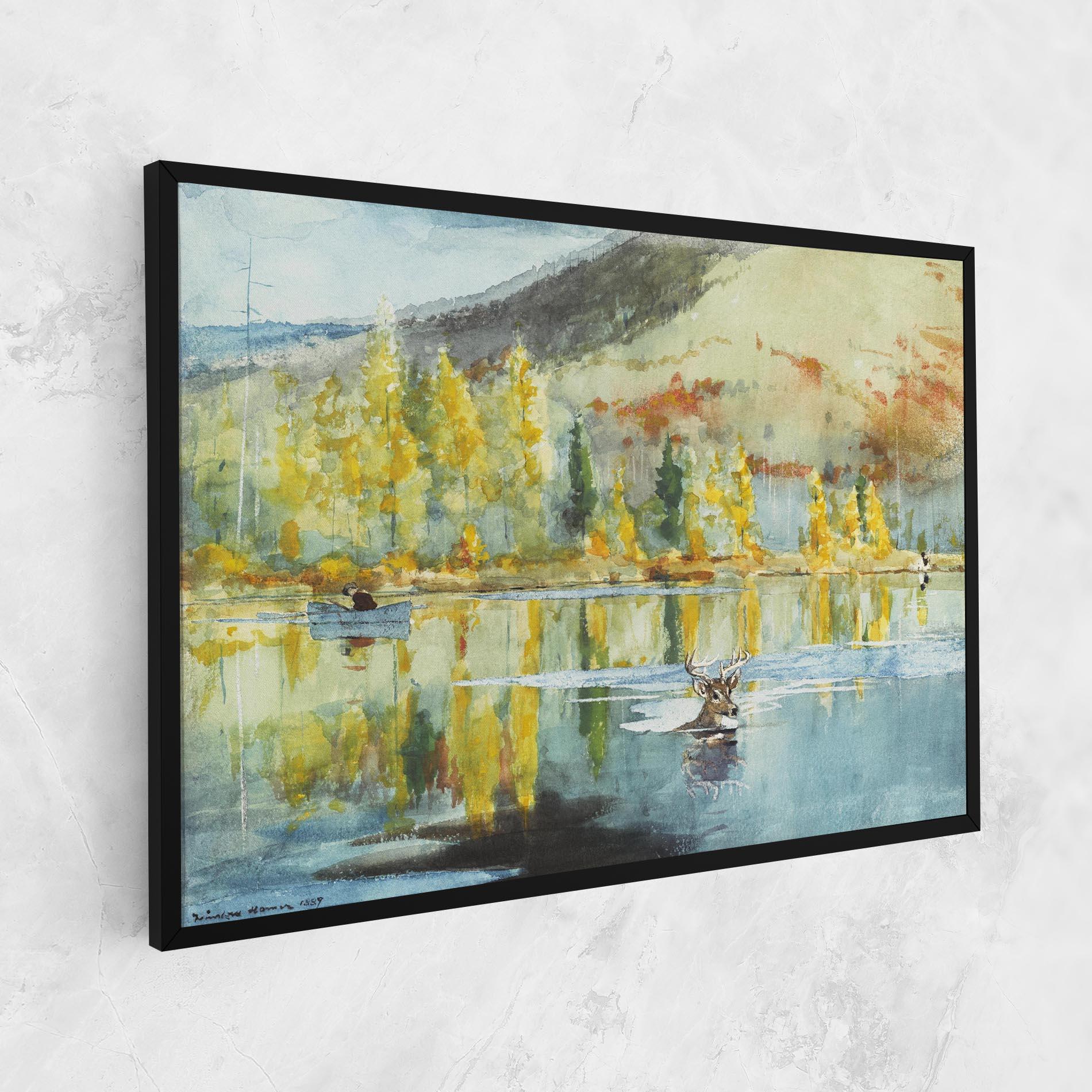 Vászonkép Trees Painting Lake mockup 1