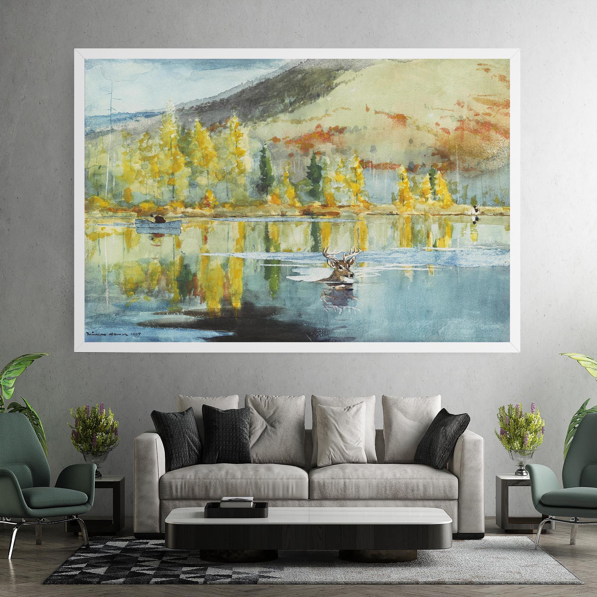 Vászonkép Trees Painting Lake mockup 7