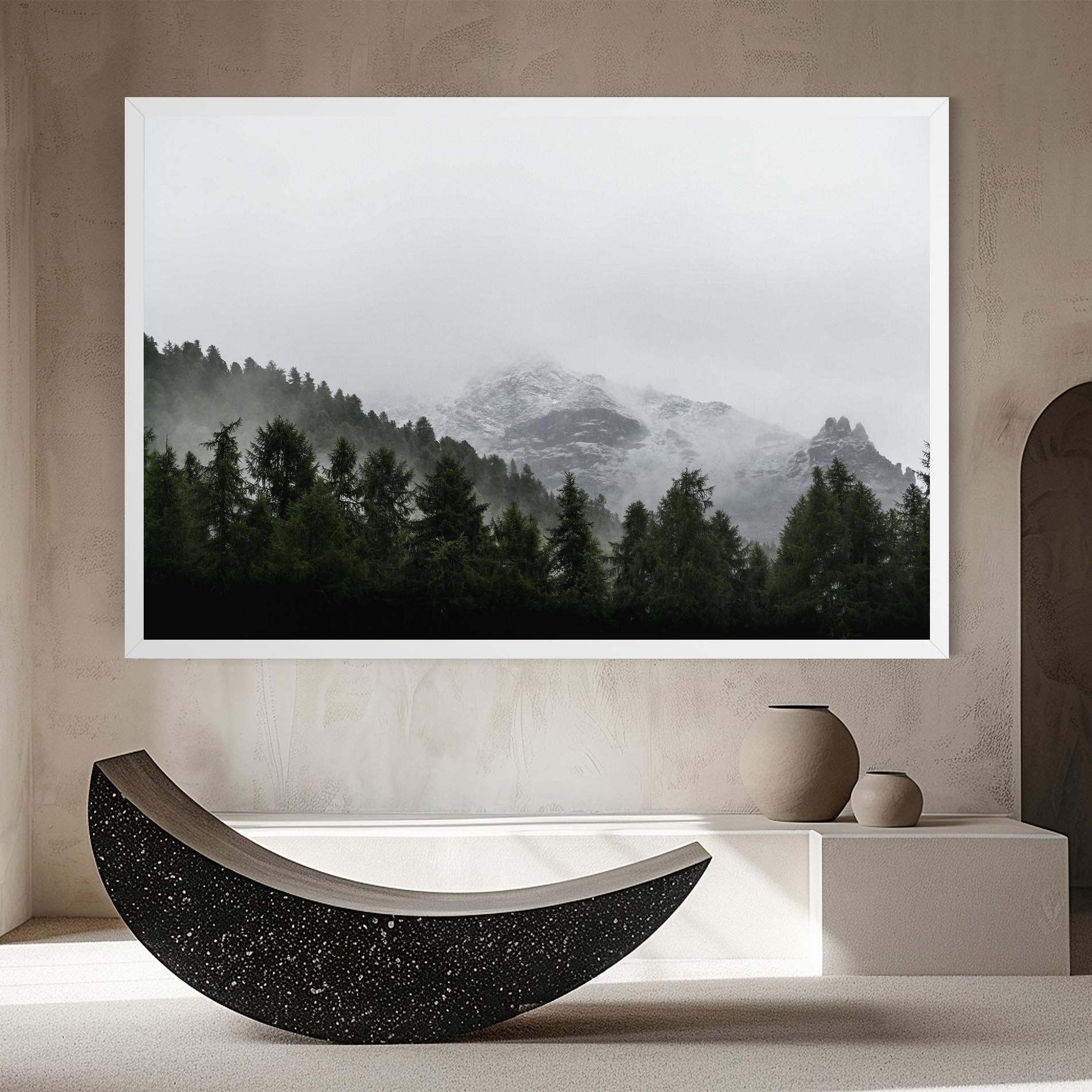 Vászonkép Foggy Mountain Forest mockup 8