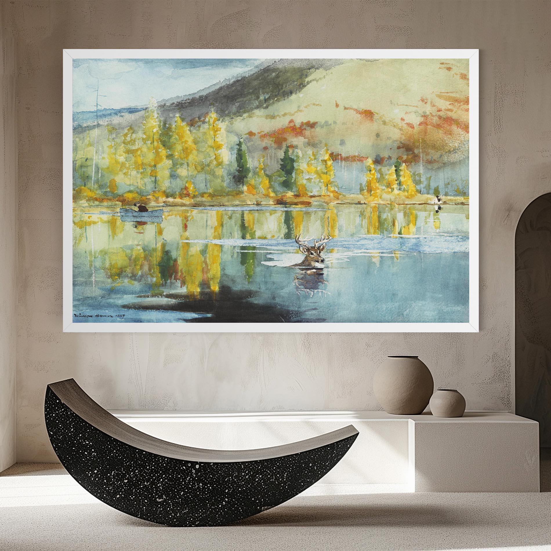 Vászonkép Trees Painting Lake mockup 8