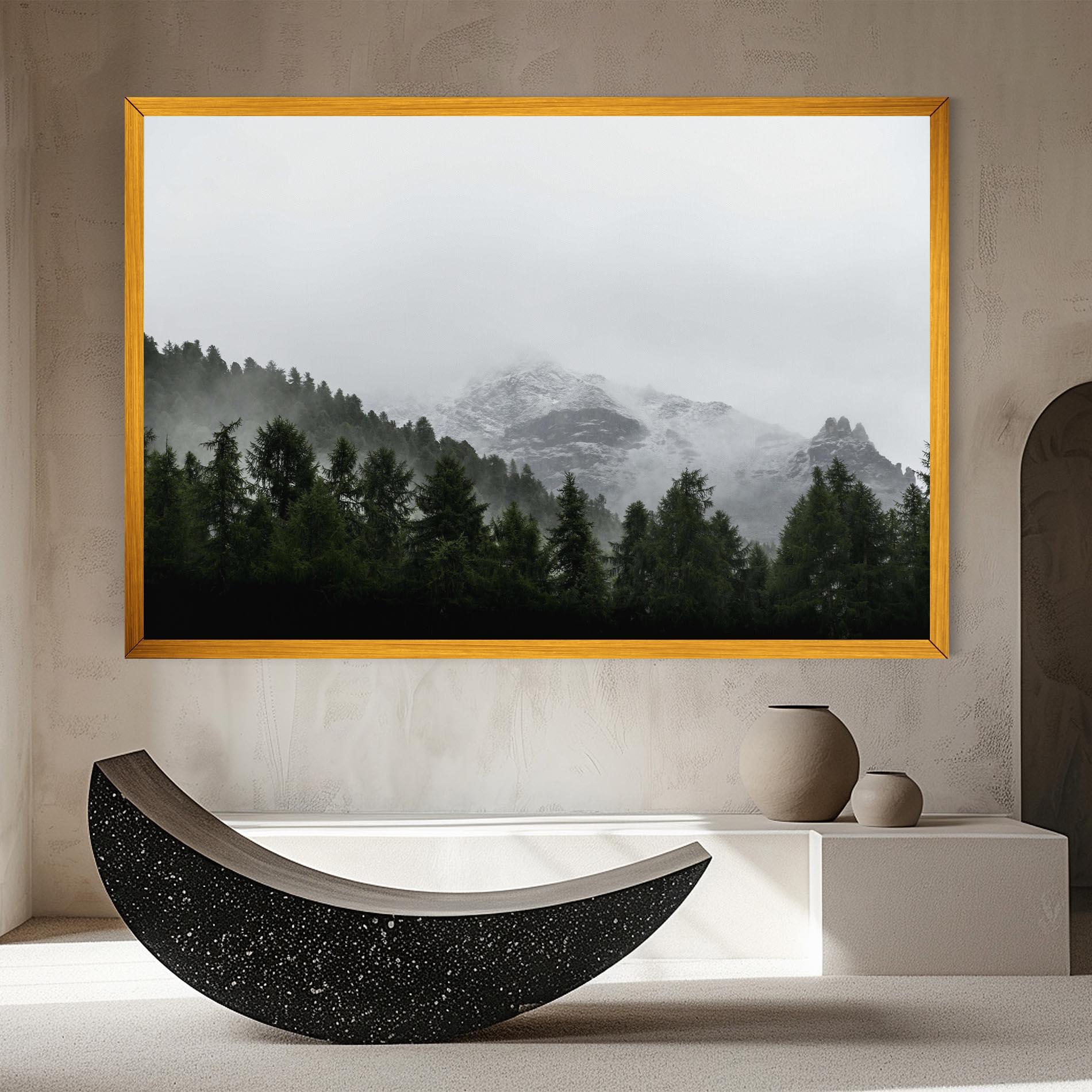 Vászonkép Foggy Mountain Forest mockup 8