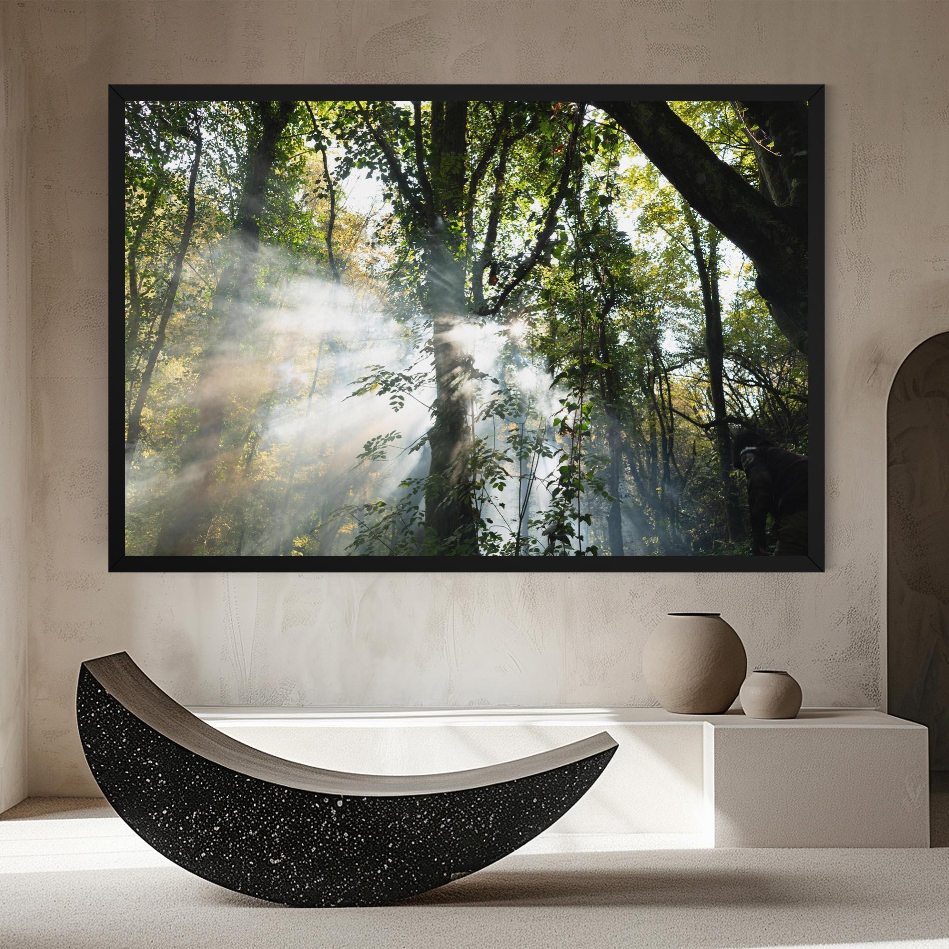 Vászonkép Foggy Light Forest mockup 8