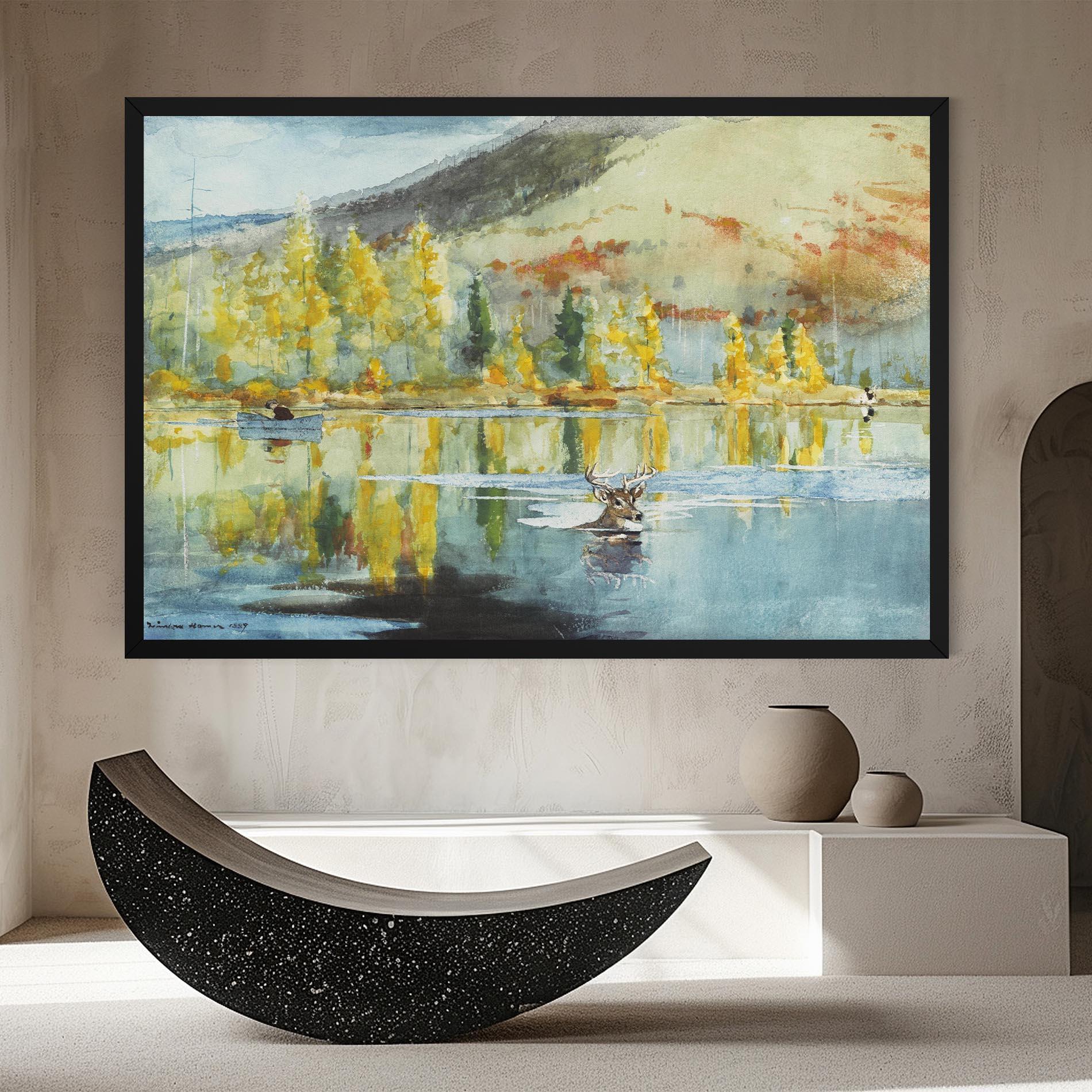 Vászonkép Trees Painting Lake mockup 8